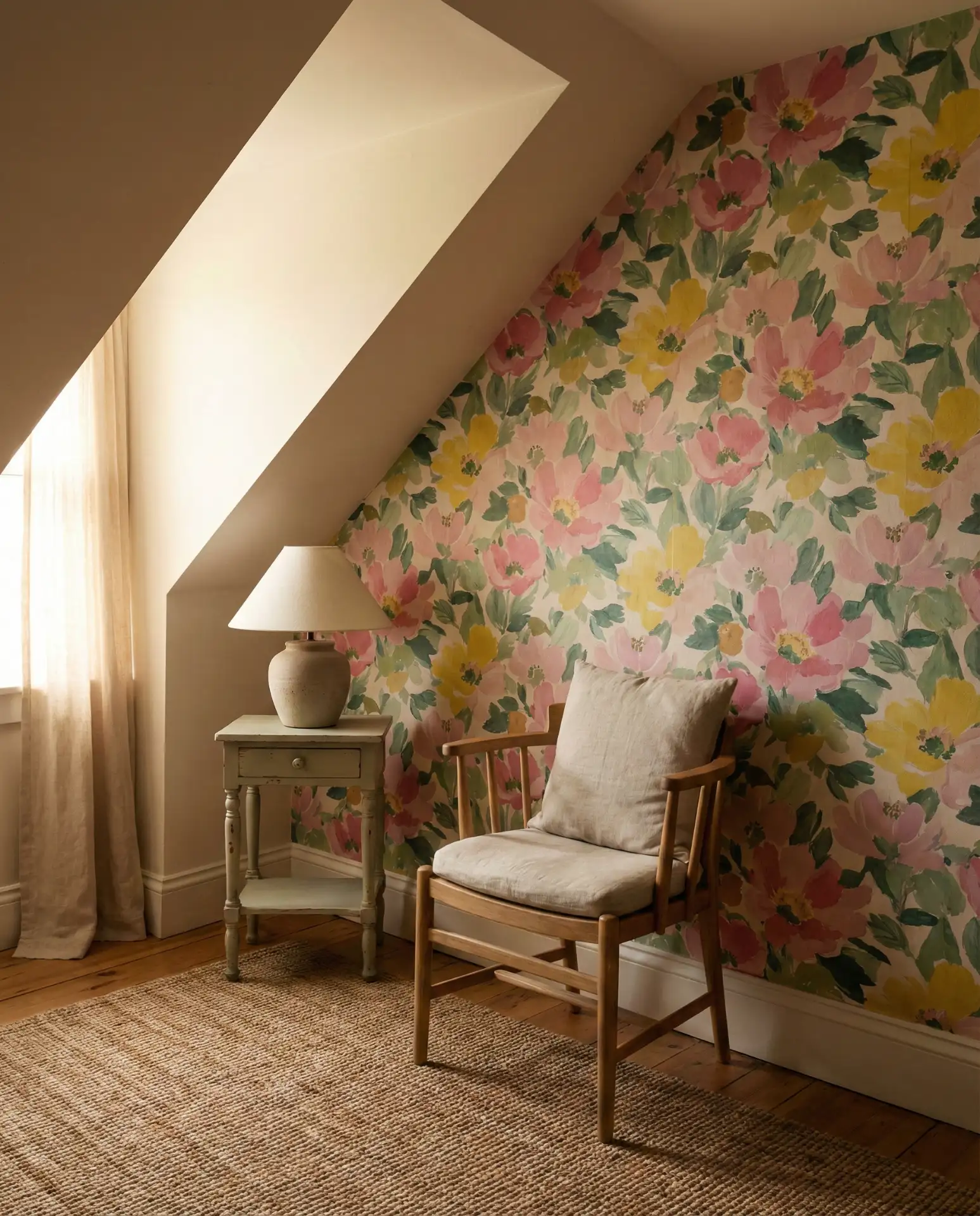 Angled Ceilings Accent Wall with Wallpaper 2