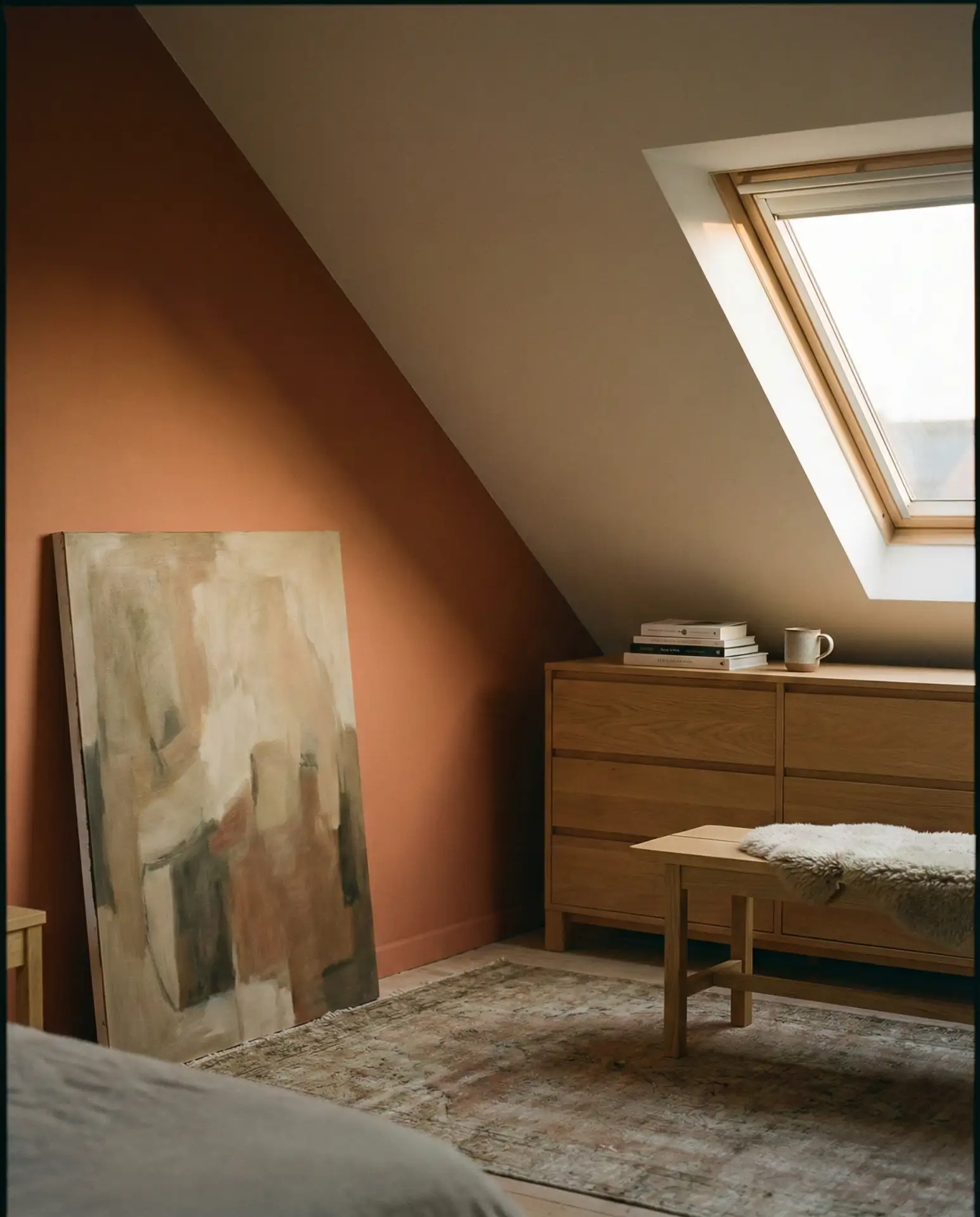 Angled Ceilings with Bold Accent Wall 1