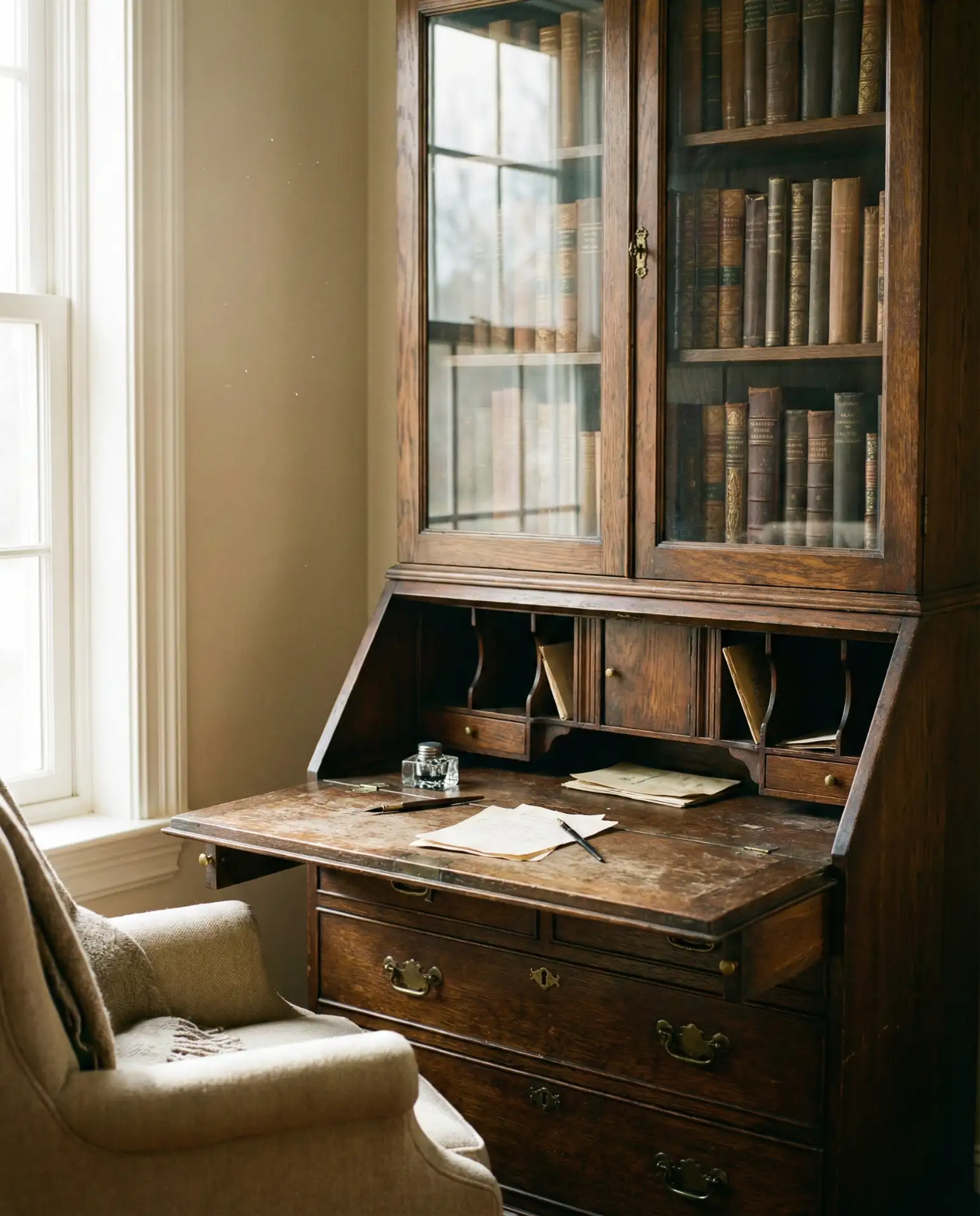 Antique Secretary Desk as Mini Library 1