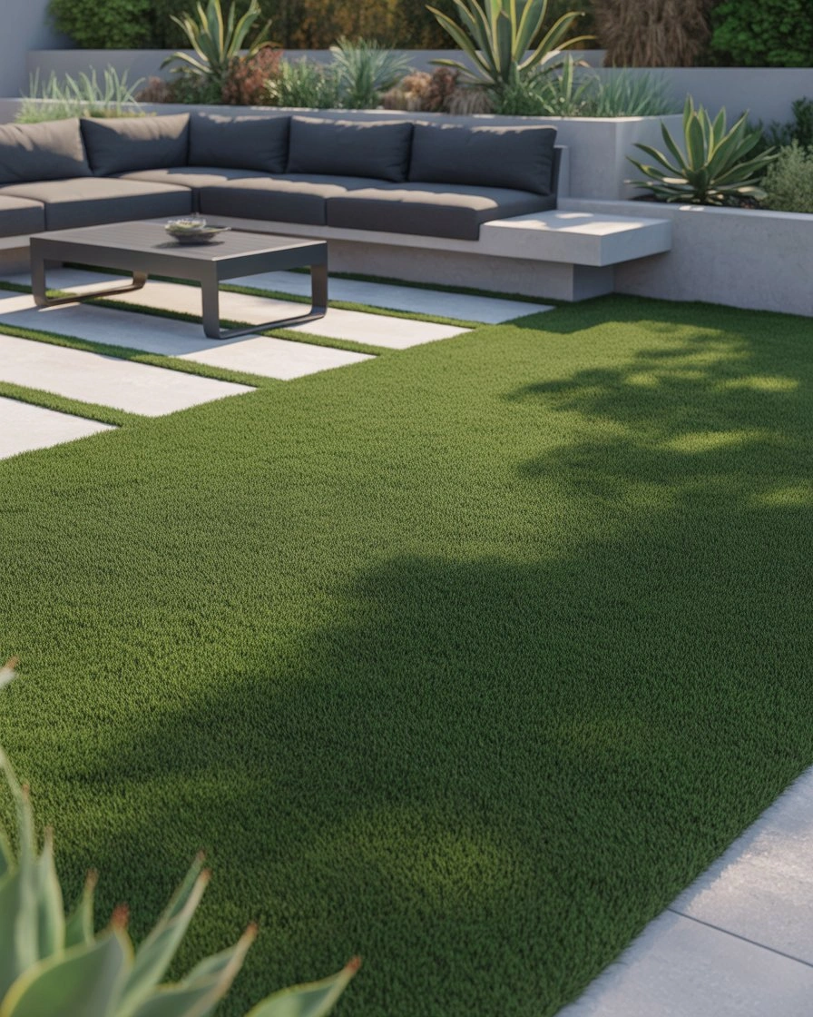 Artificial Turf and Paver Combination 2