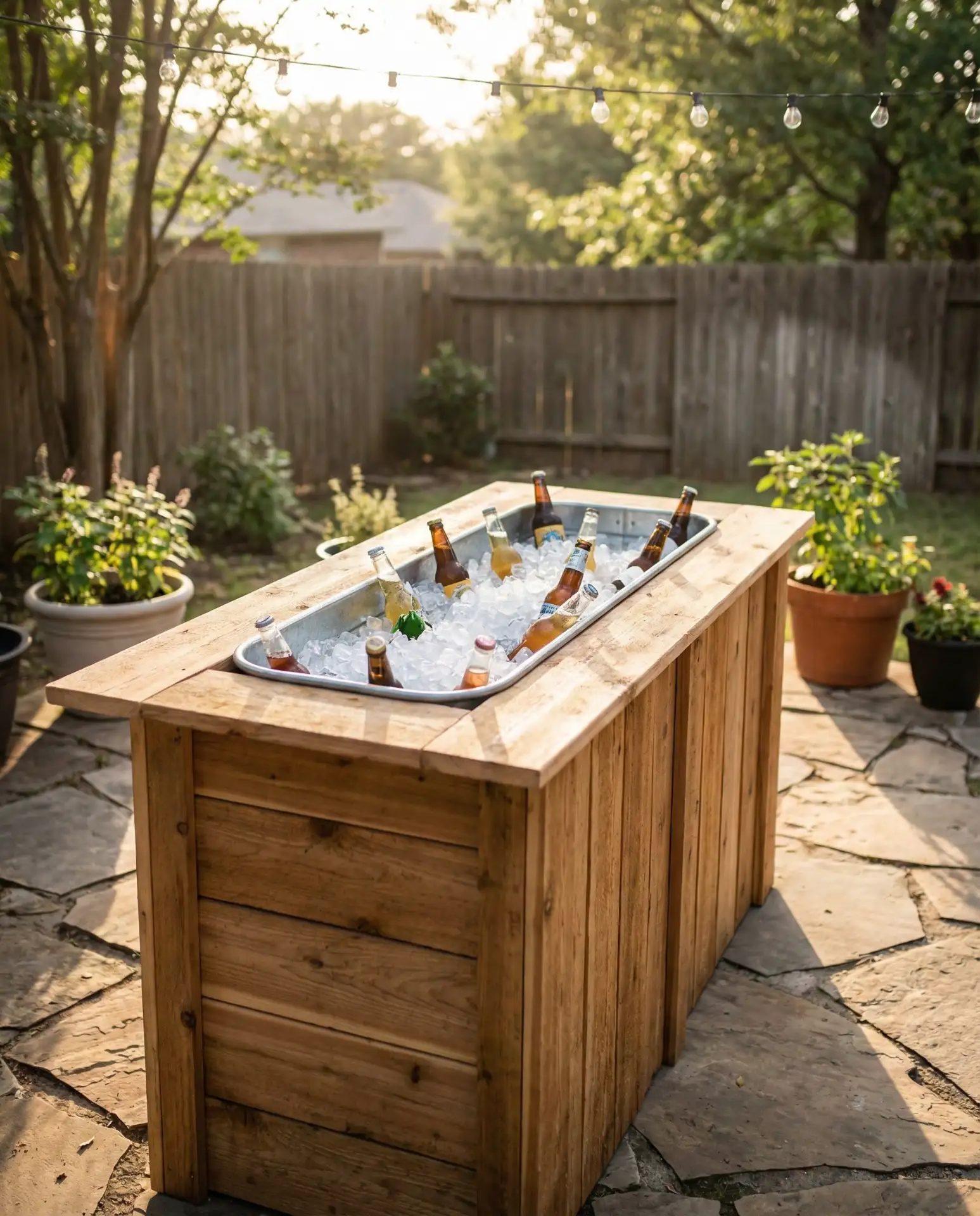 Backyard DIY Wood Bar with Built-In Cooler 1