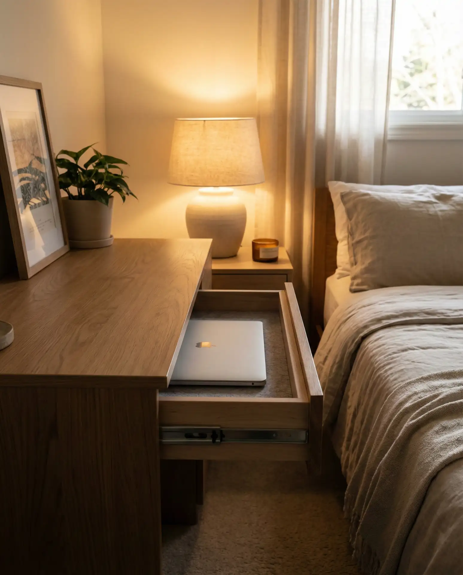 Bedroom Desk with Hidden Storage 1