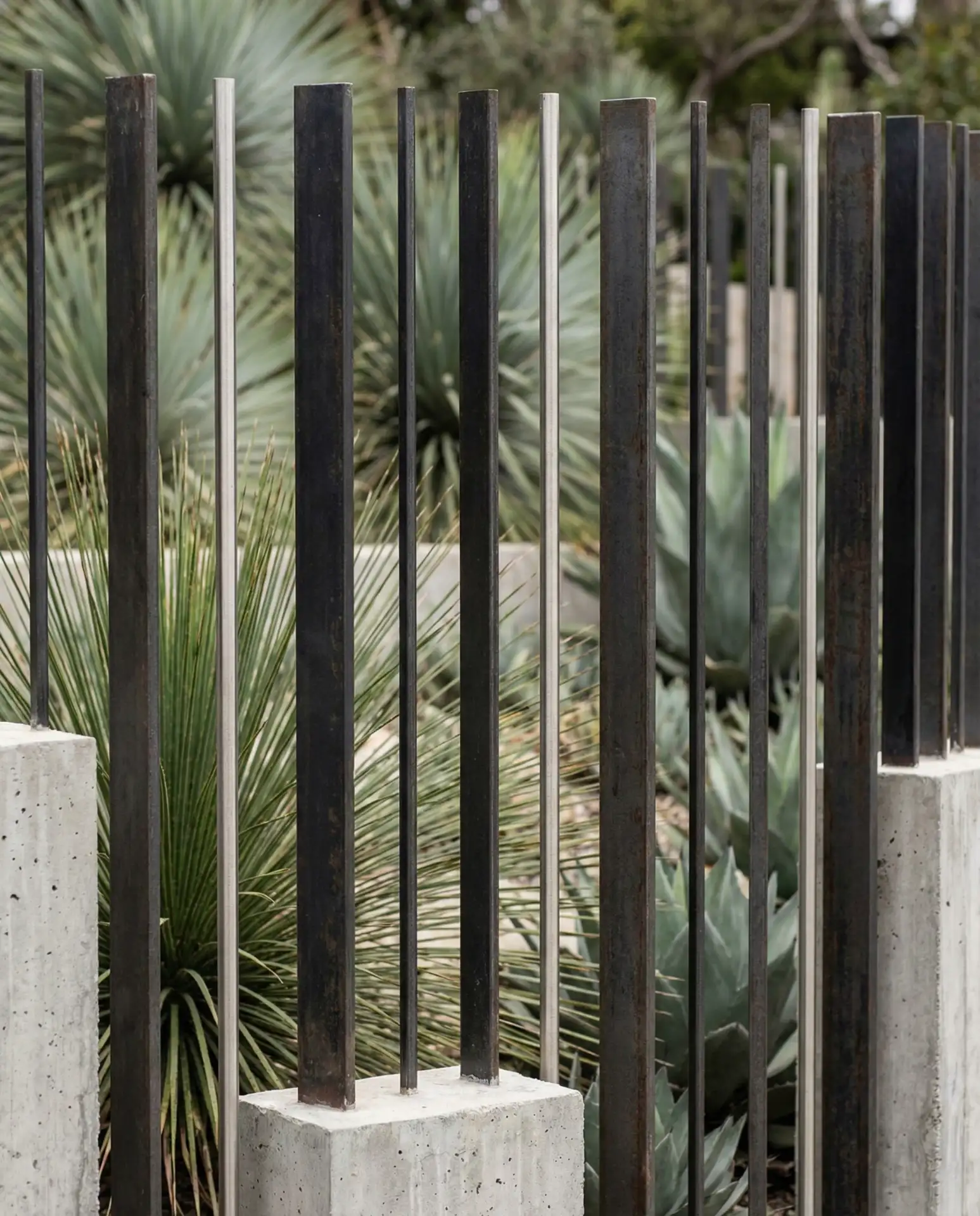 Black Aluminum Fence with Contemporary Geometric Design 1