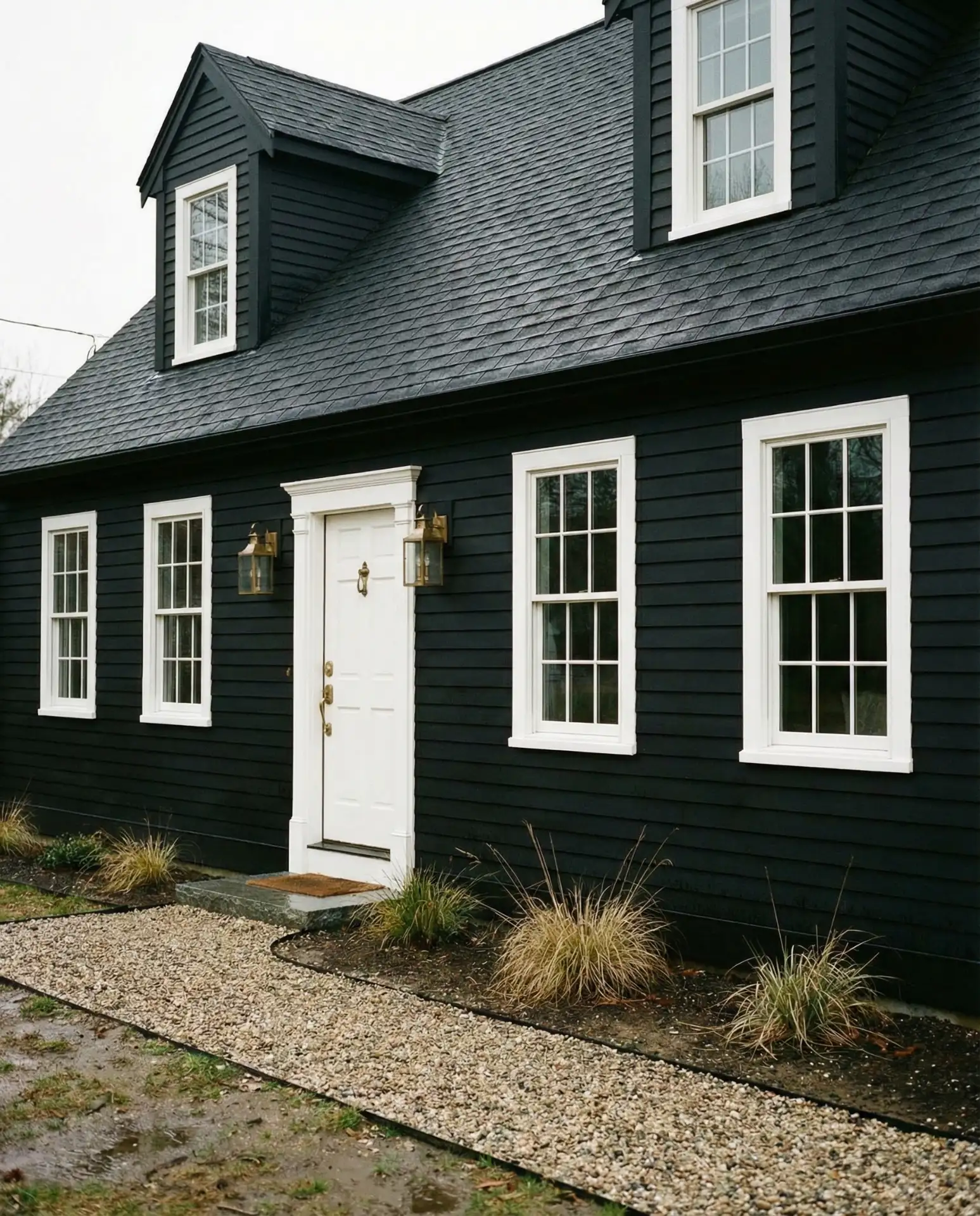 Black Exterior with White and Brass Details 2