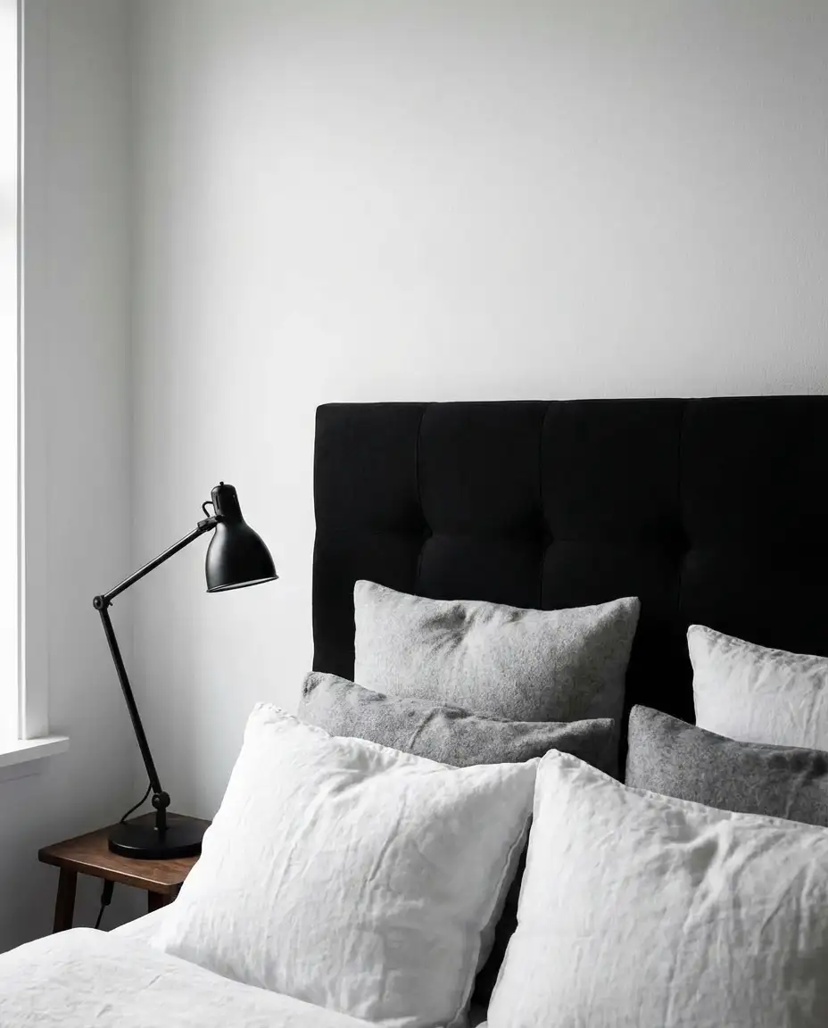 Black Headboard with Bright White Contrast 1