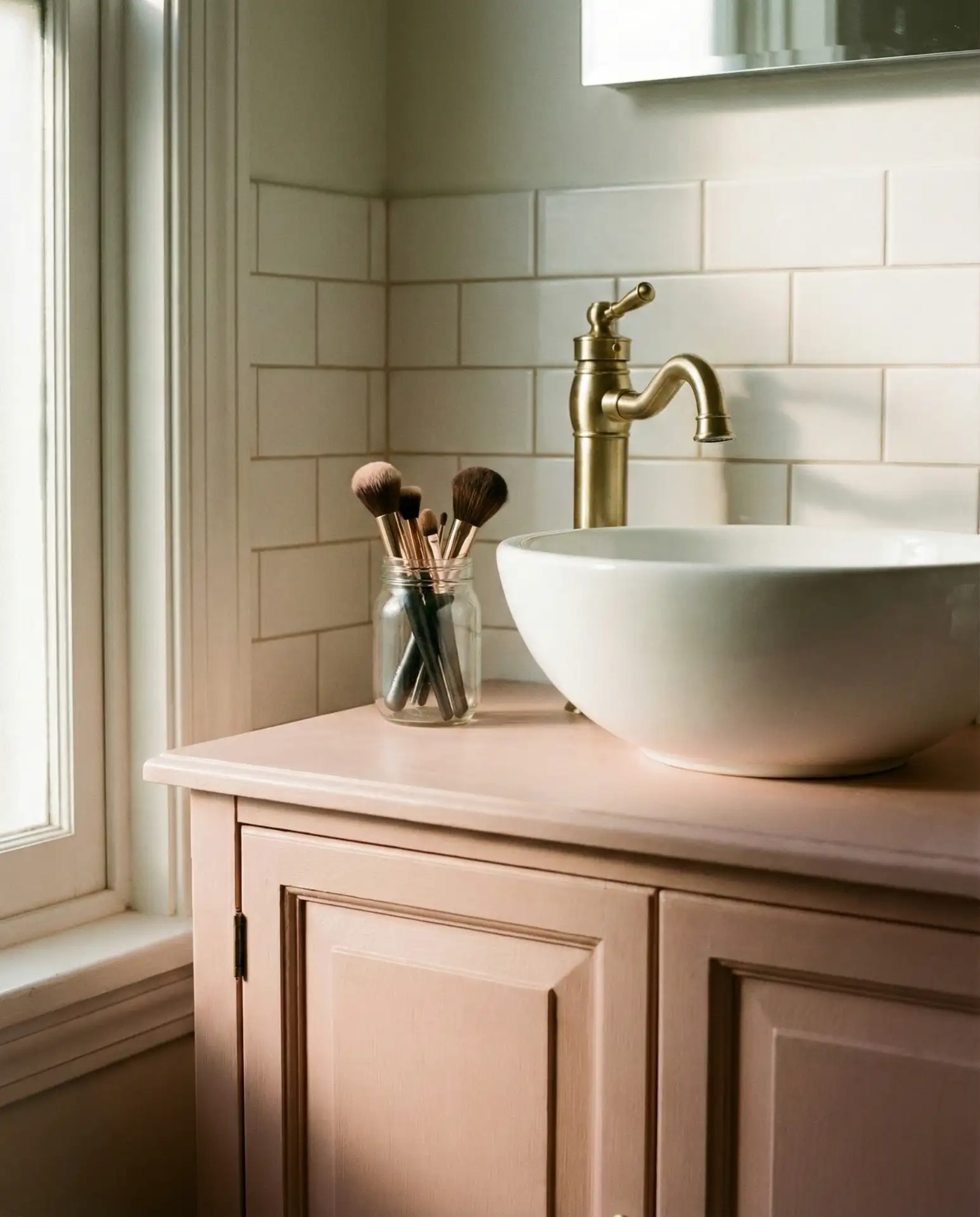 Blush Pink Vanity with Vintage Hardware 2