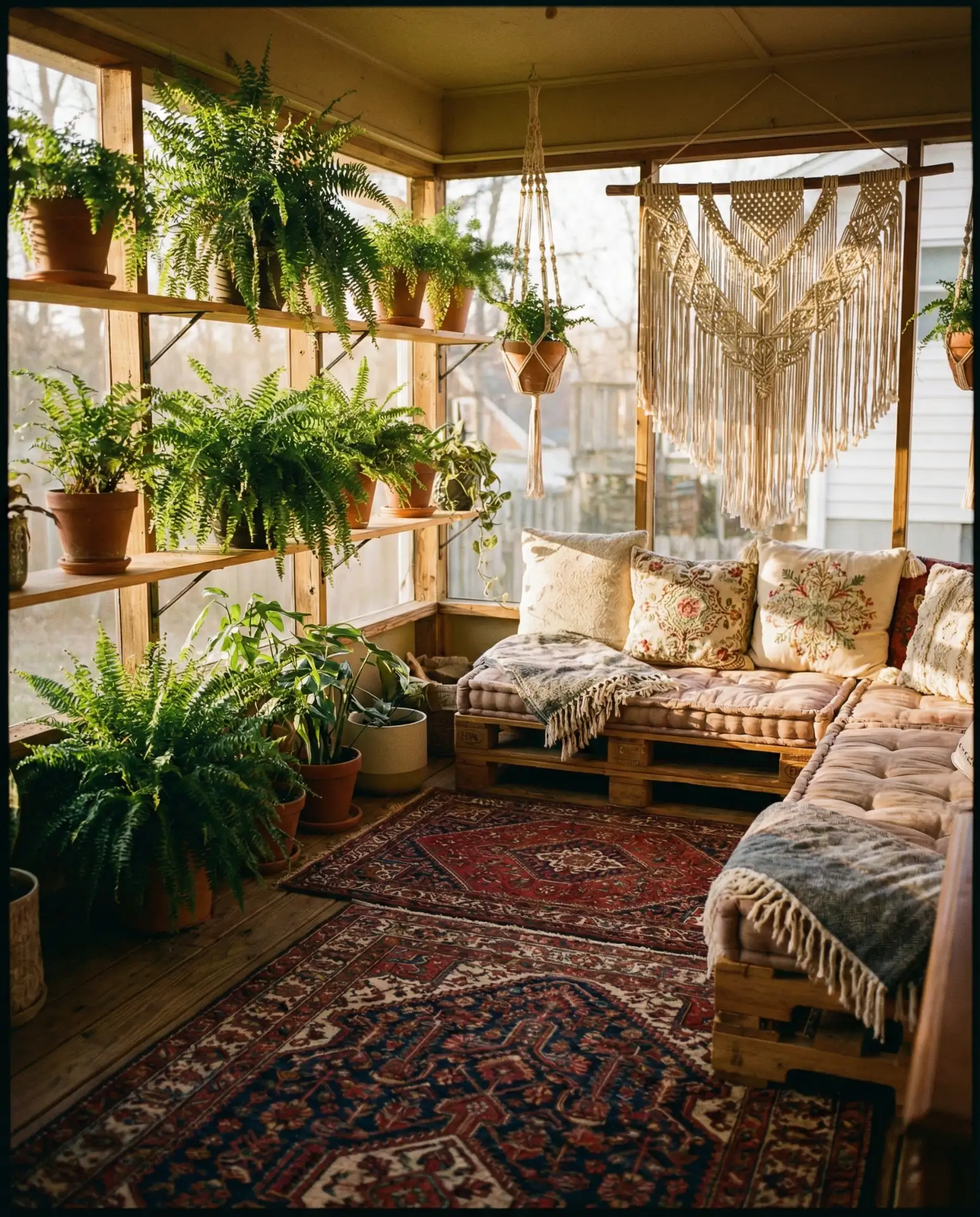 Bohemian Reading Nook with Layered Rugs 1