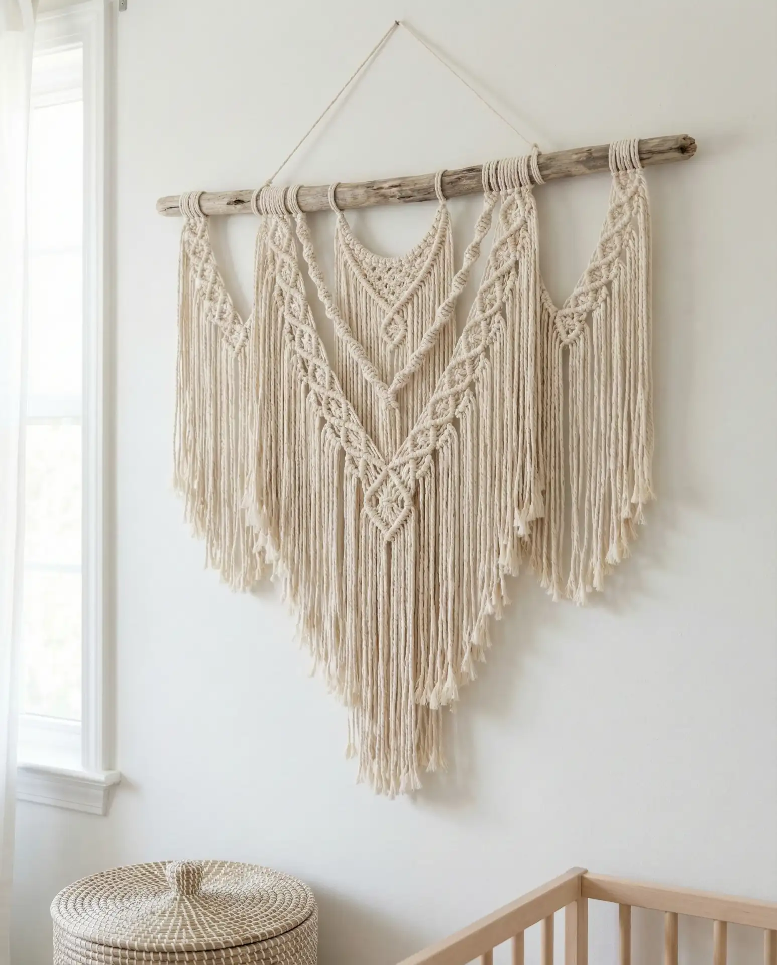 Boho Macramé Wall Hanging with Driftwood Bar 2