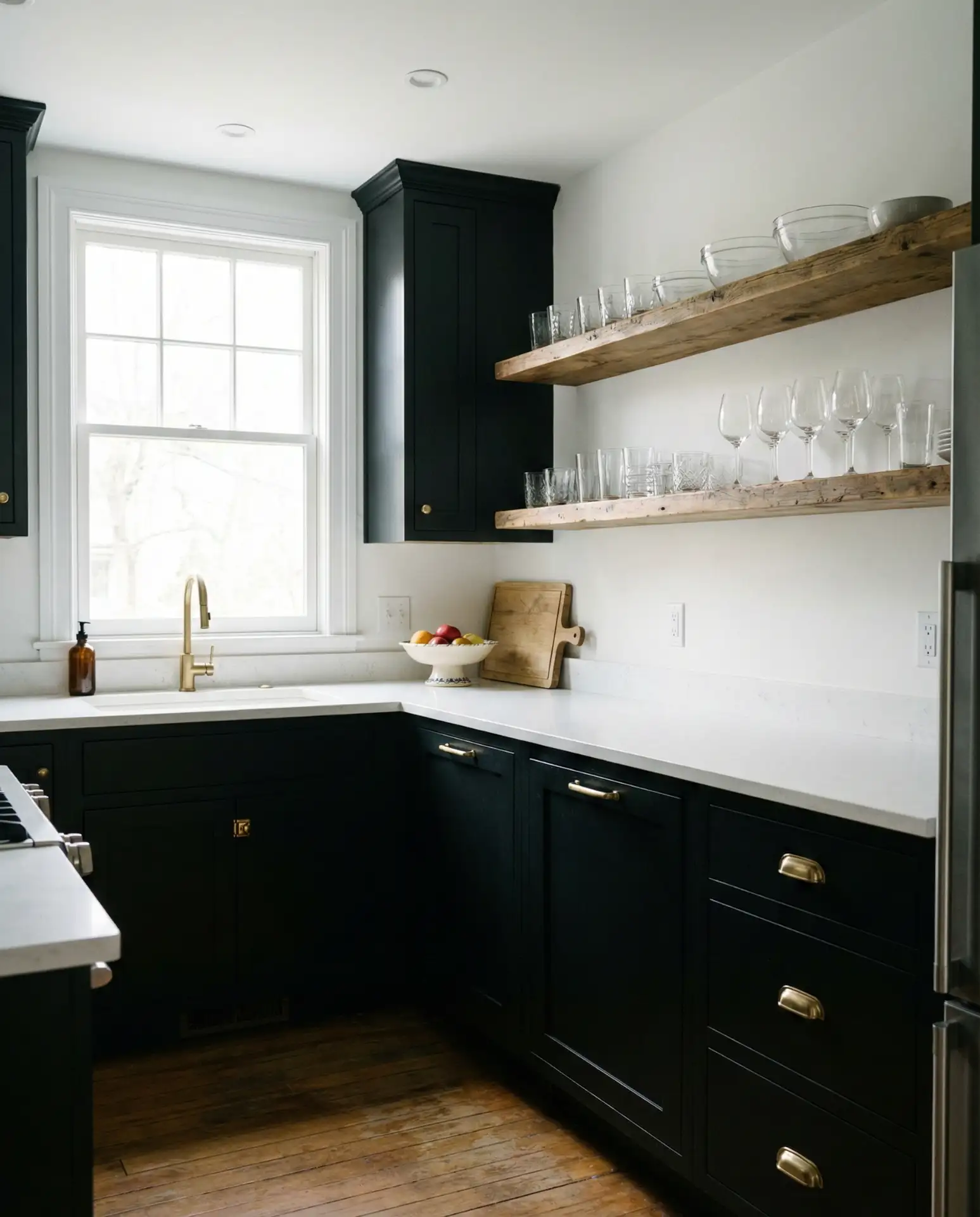 Bold Black Cabinets Against White Walls 1