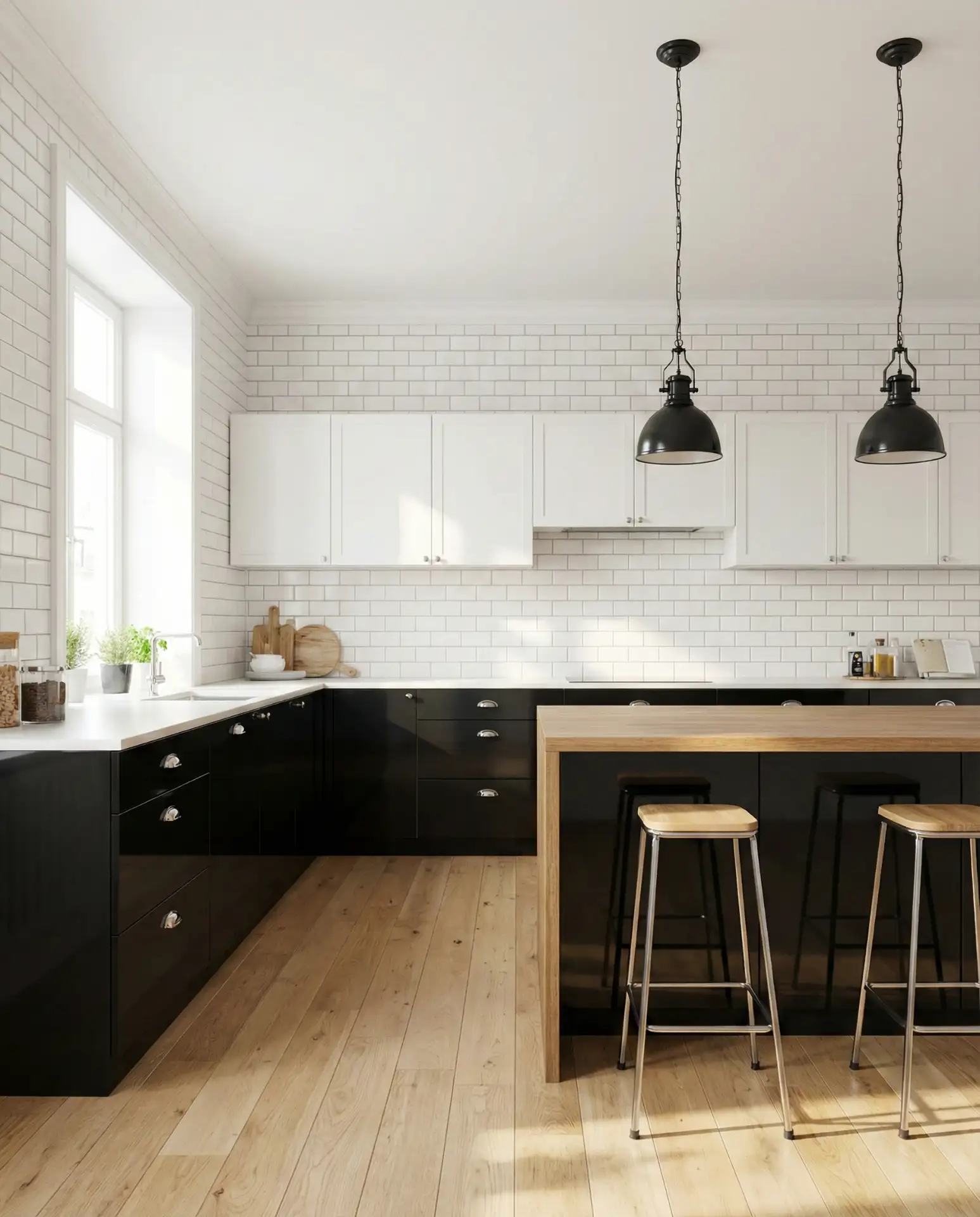 Bold Black Cabinets Against White Walls 2