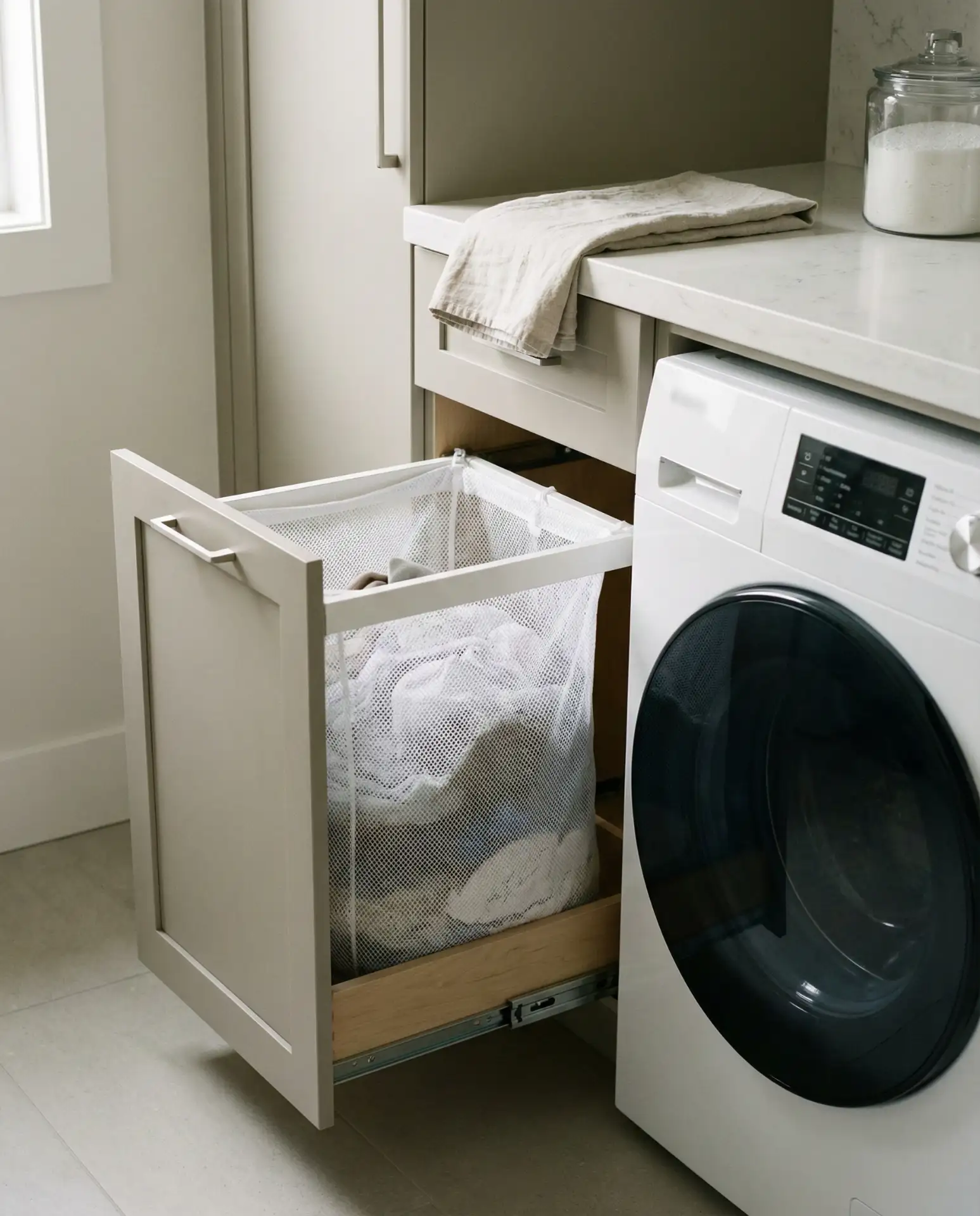 Built-In Hamper Drawer Below Counter 2
