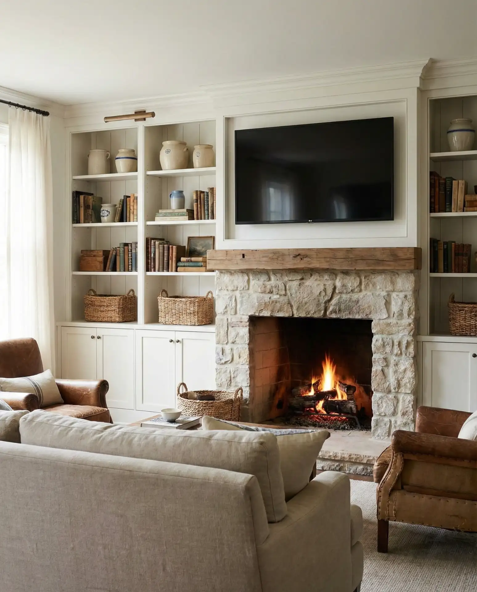 Built-Ins with TV and Fireplace Integration 1