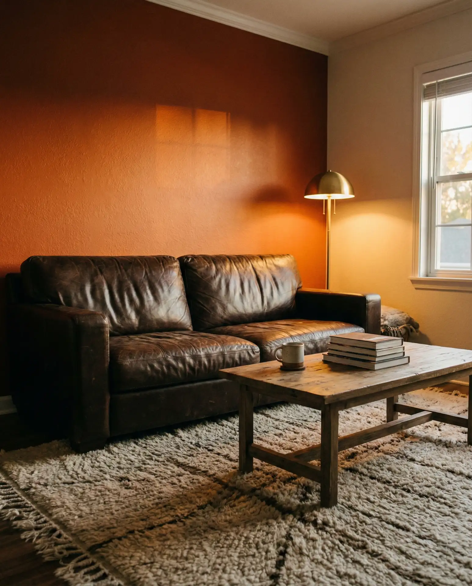 Burnt Orange with Dark Brown Couch 1