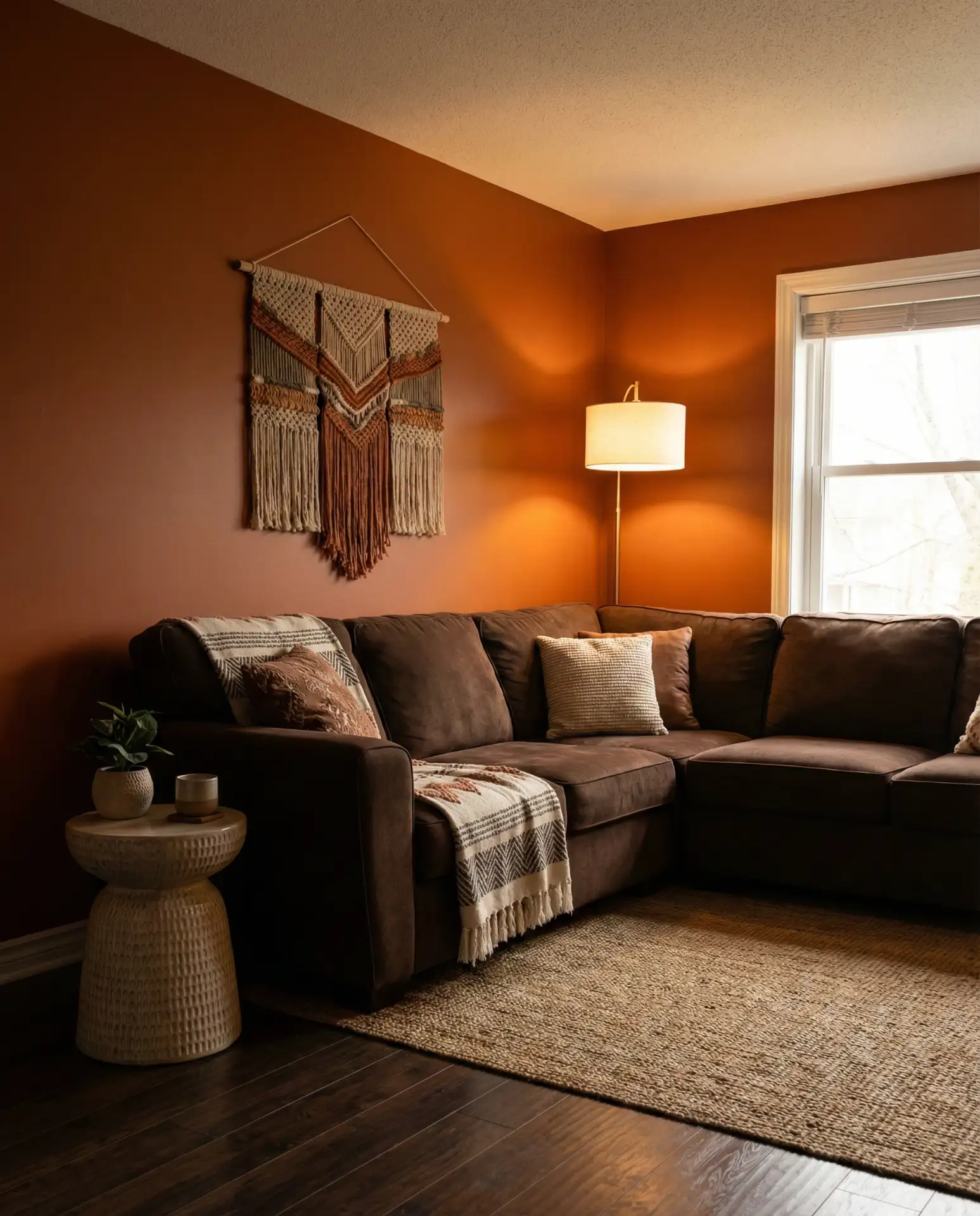 Burnt Orange with Dark Brown Couch 2