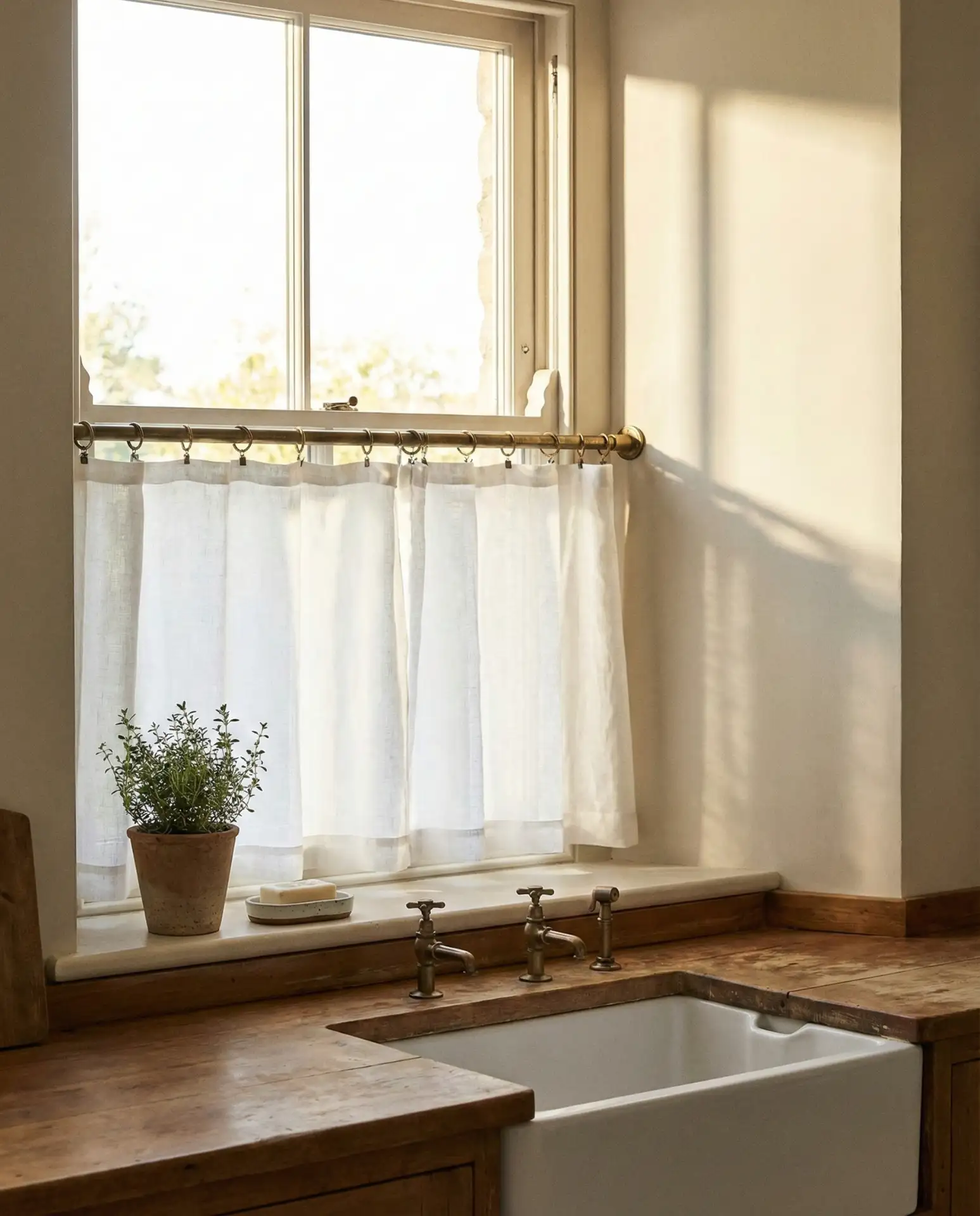 Cafe-Style Half Curtains Over the Sink 2
