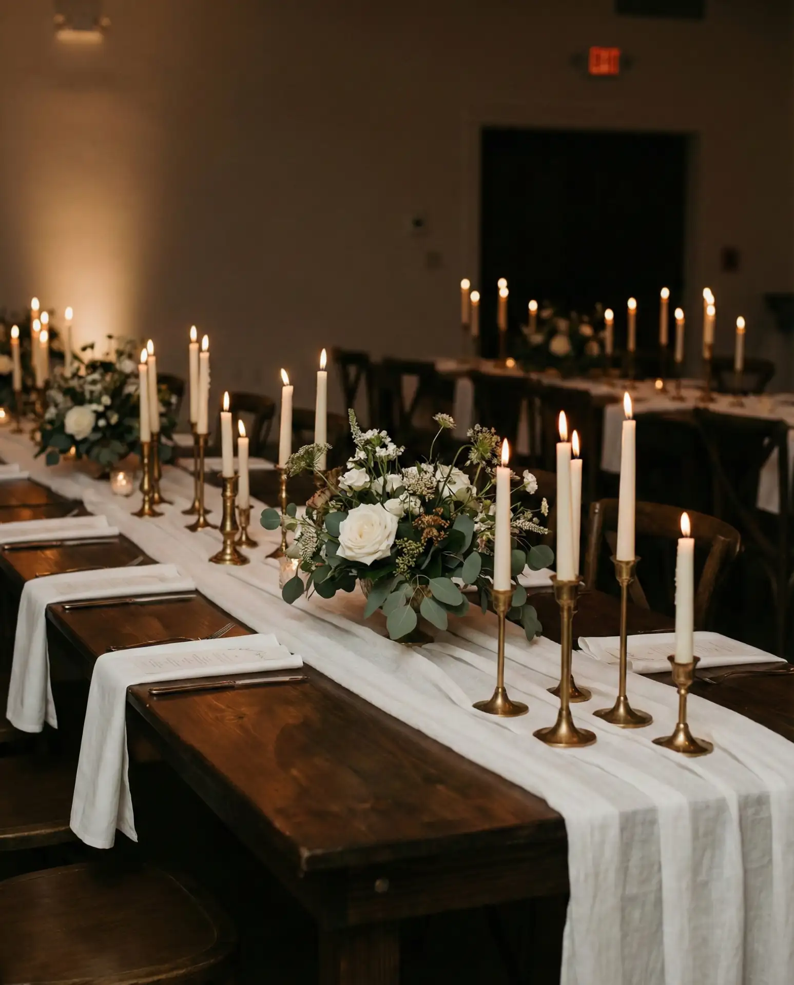 Candlelit Tablescape with Taper Candles in Varying Heights 2