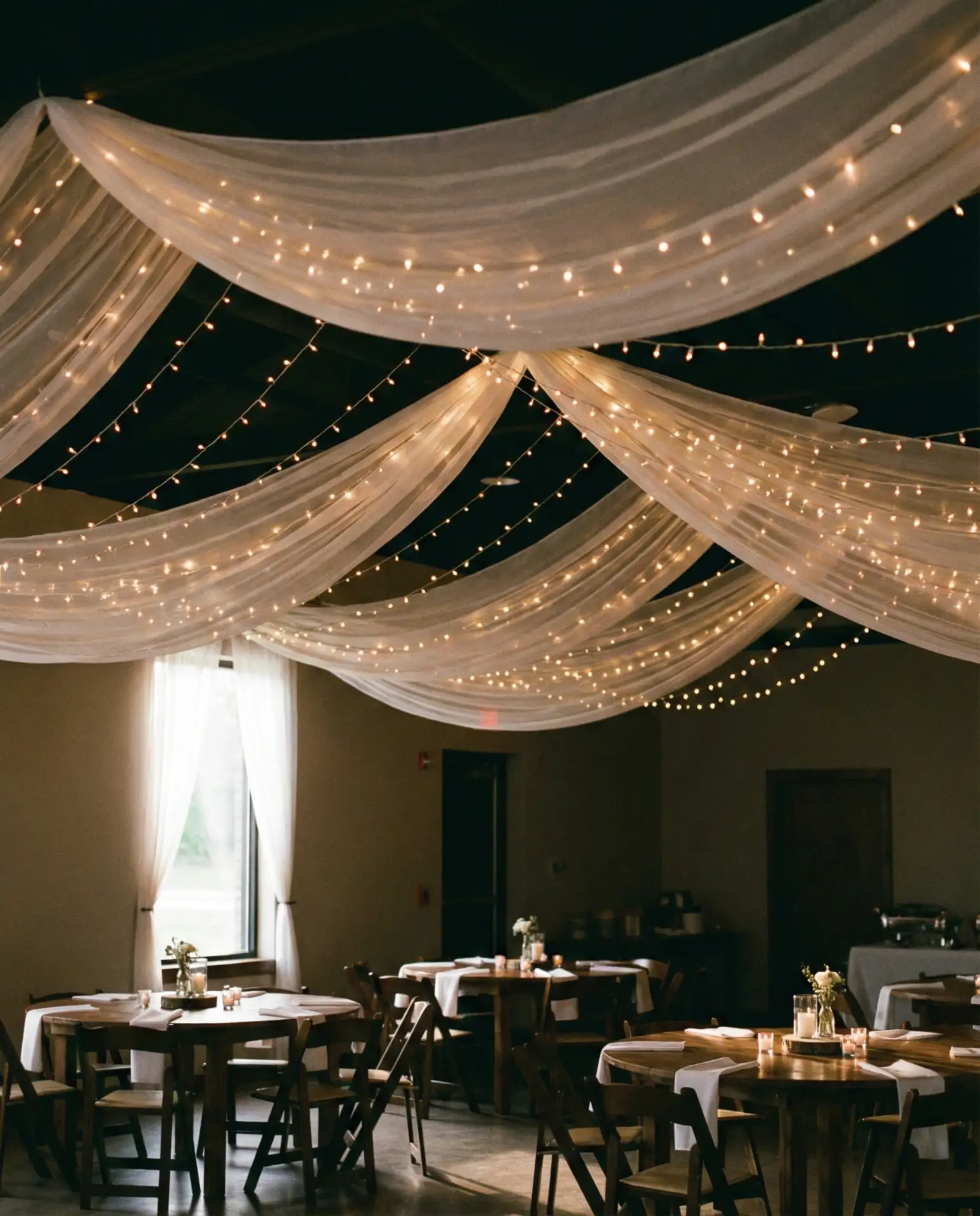 Ceiling Drapery with String Lights 1