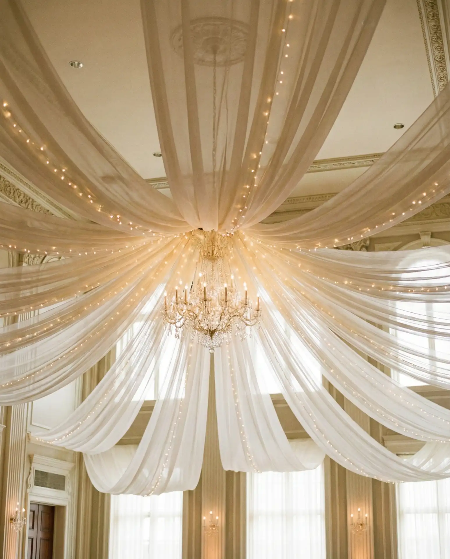 Ceiling Drapery with String Lights 2