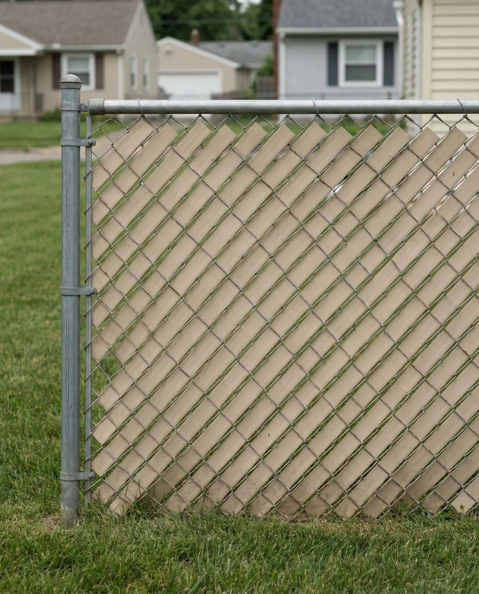 Chain Link Fence with Privacy Slats in Custom Colors 2