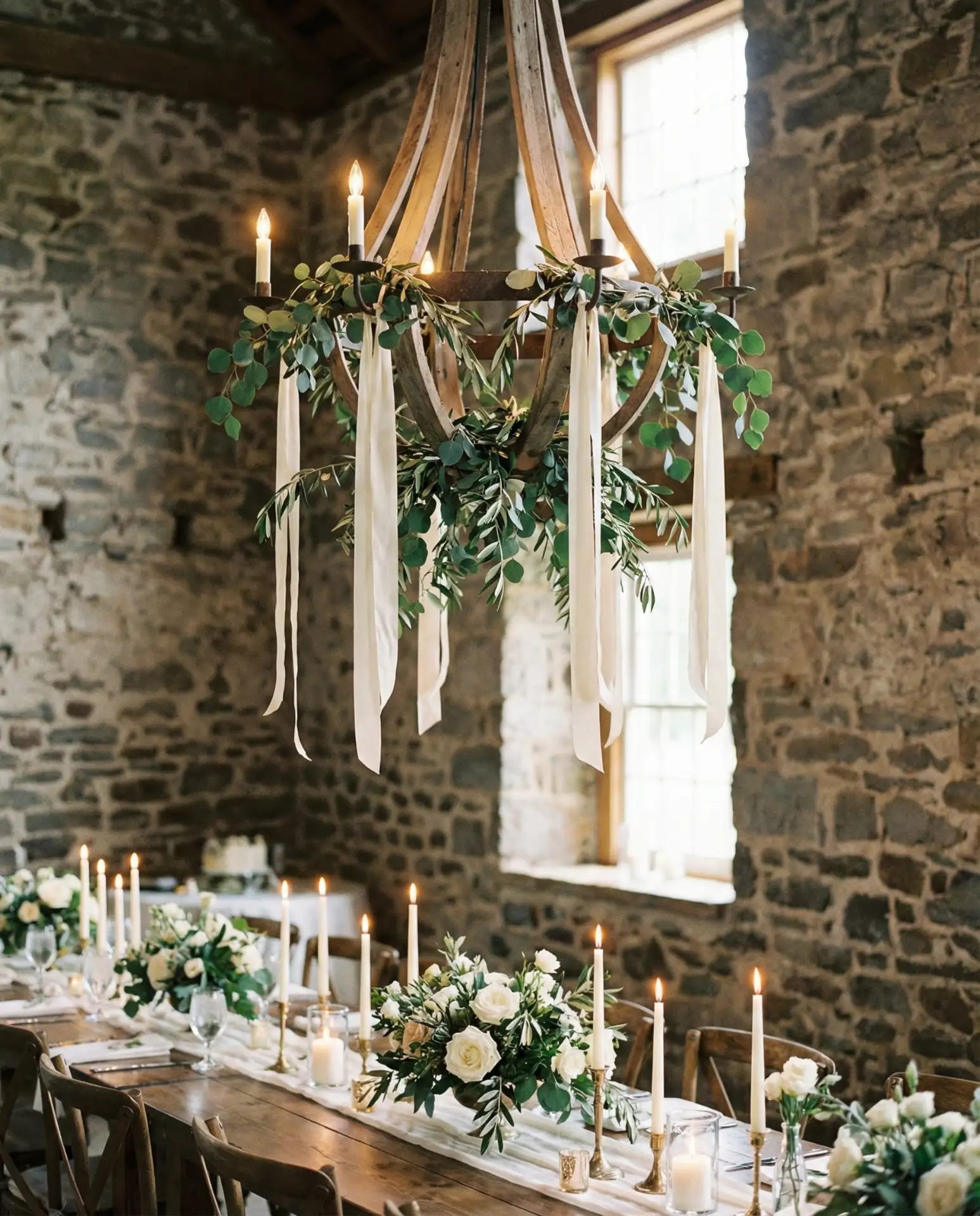 Chandeliers with Greenery Garlands 1