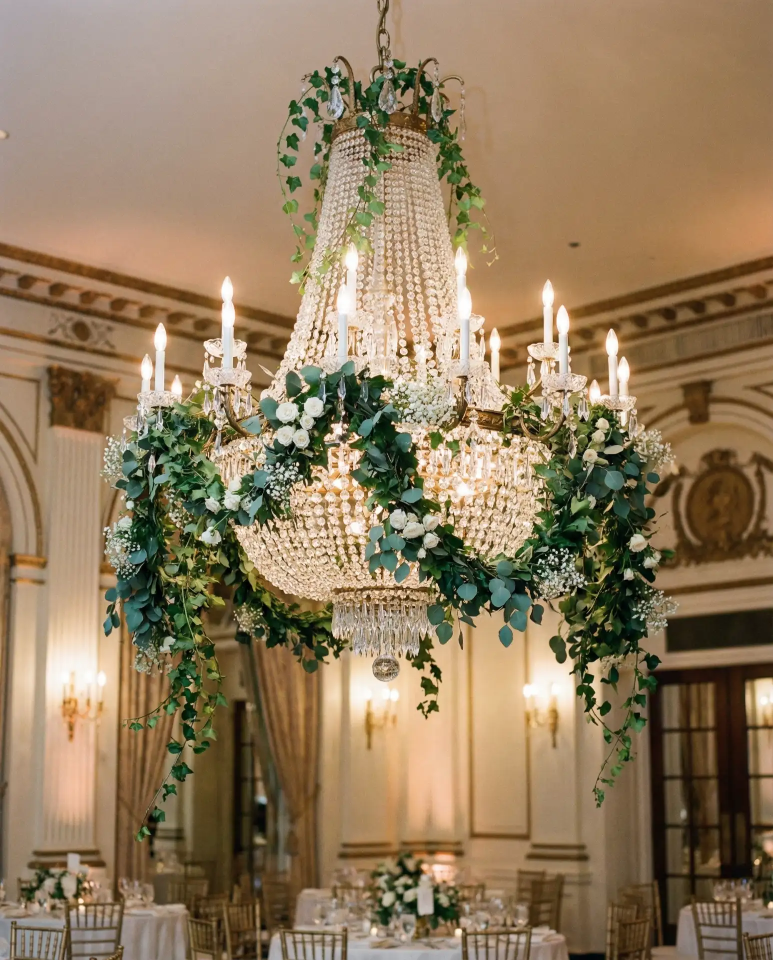 Chandeliers with Greenery Garlands 2
