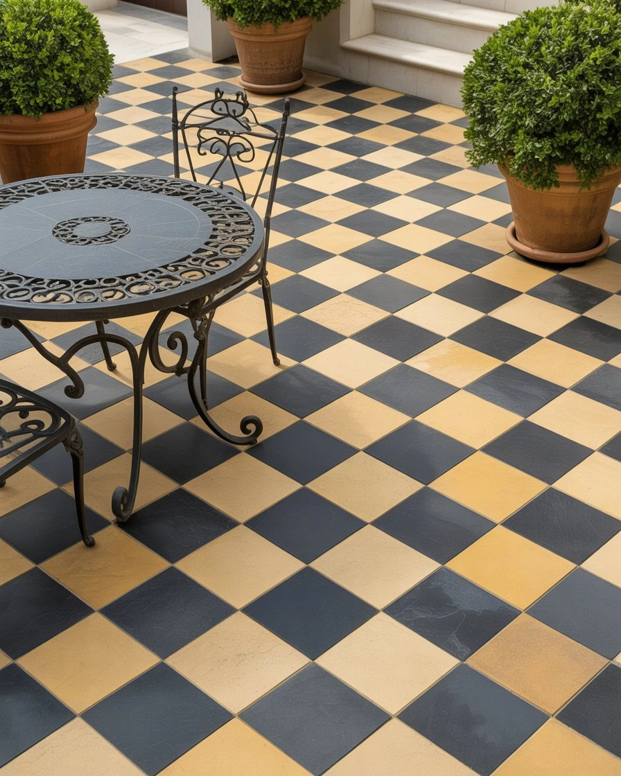 Checkered Paver Patio Design 2