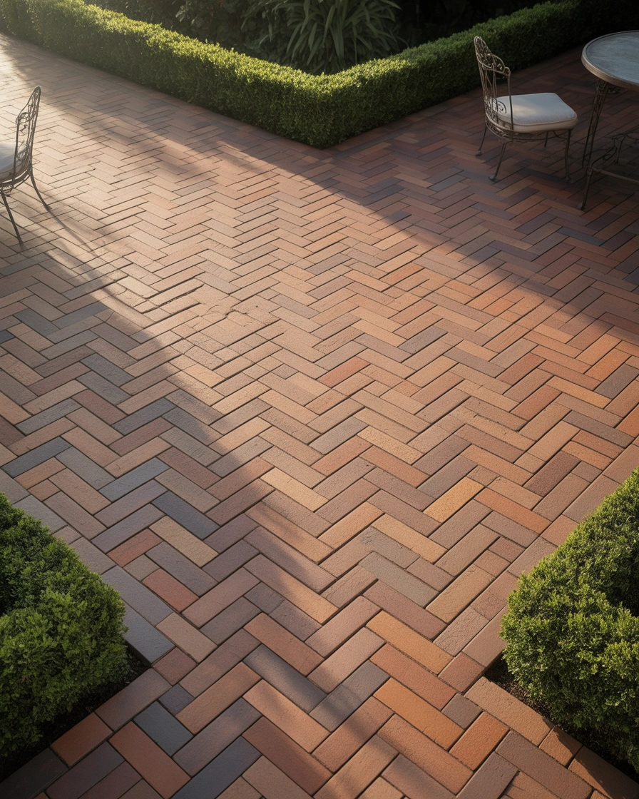 Classic Herringbone Paver Patio 1
