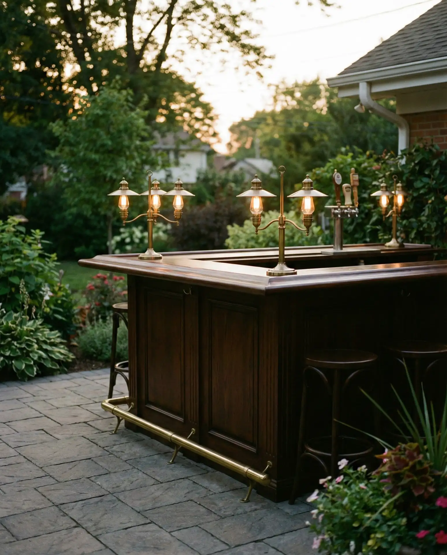 Classic Pub-Style Bar with Brass Fixtures 2
