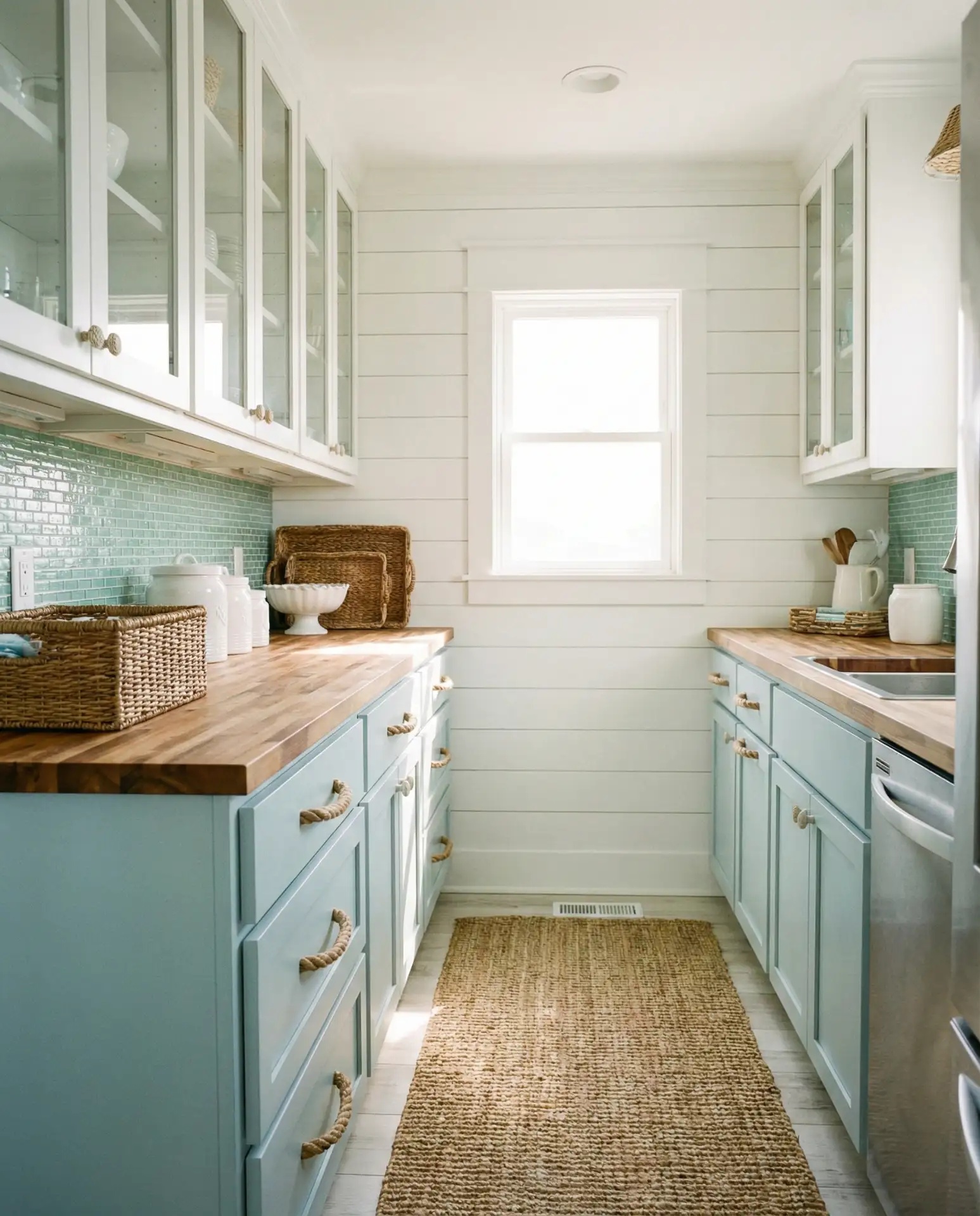 Coastal Galley with Shiplap and Sea Glass Hues 1