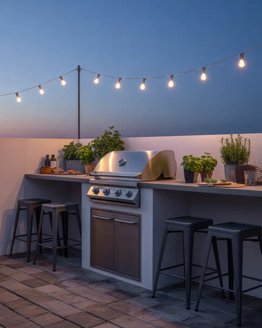 Compact Outdoor Kitchen with Bar Seating 1