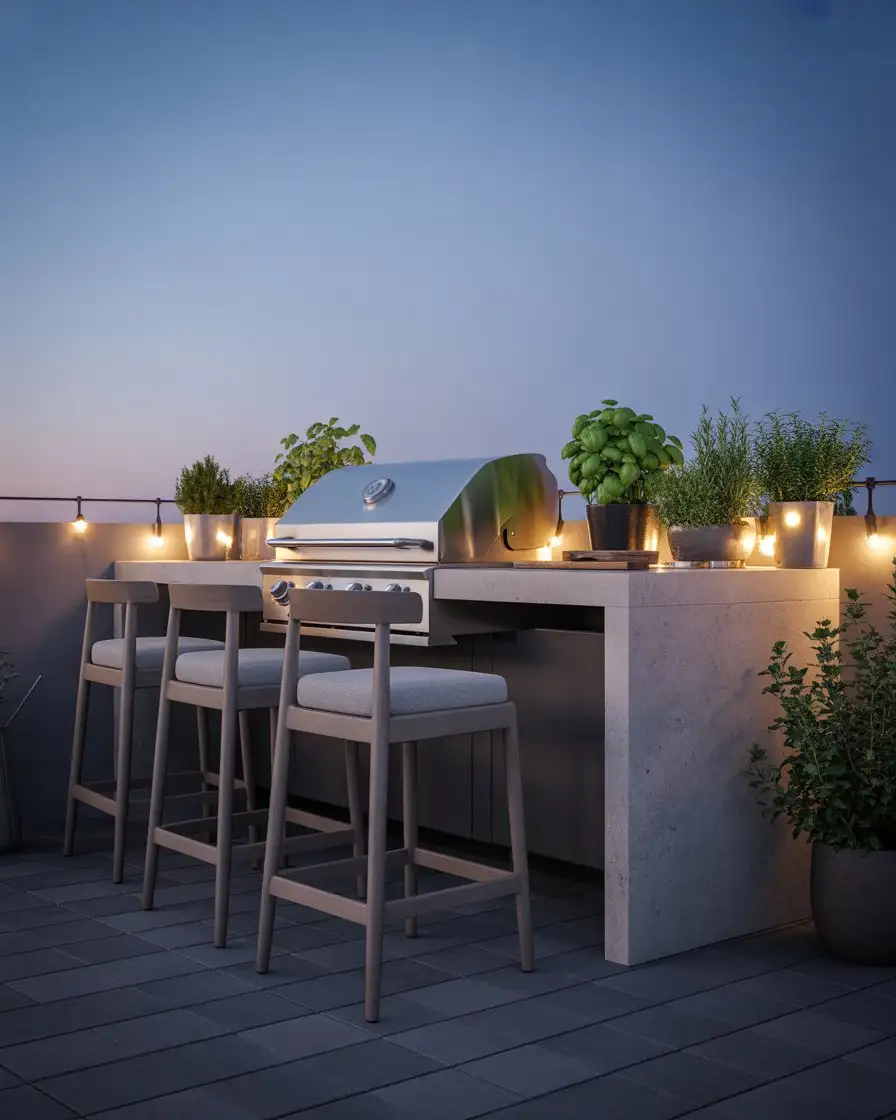 Compact Outdoor Kitchen with Bar Seating 2