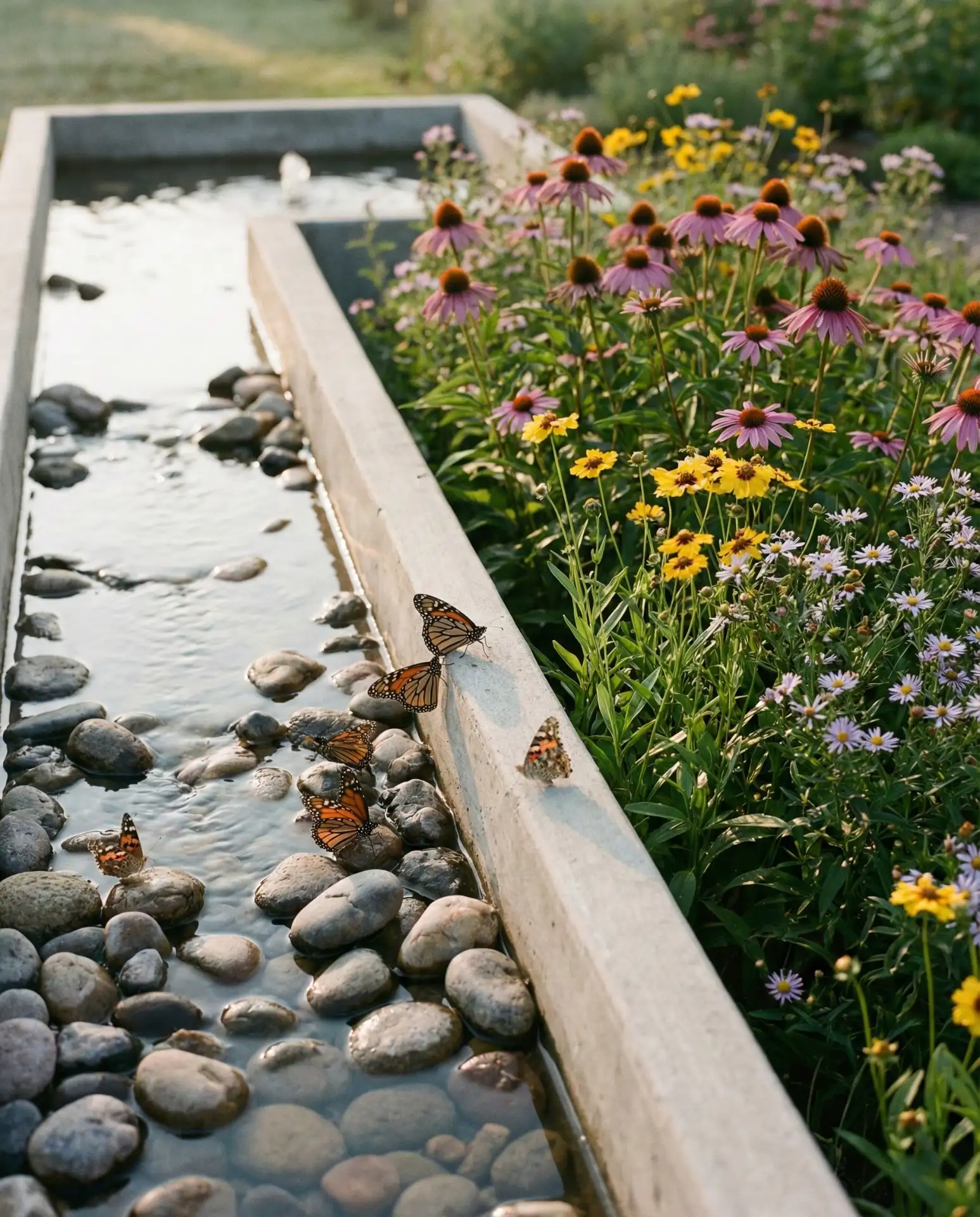 Concrete and Pebble Drinking Fountain for Pollinators 2