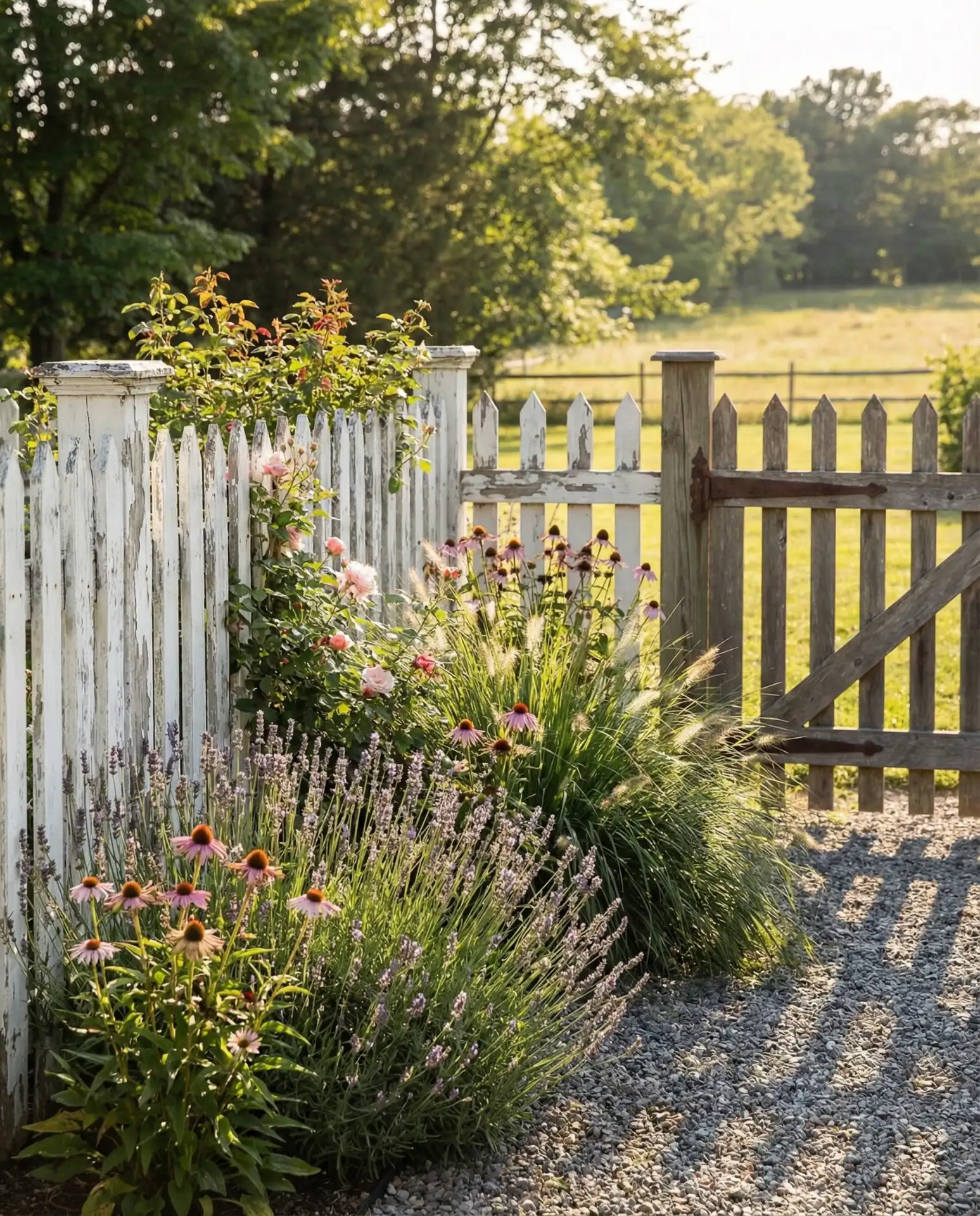 Country Picket Fence with Perennial Borders 1