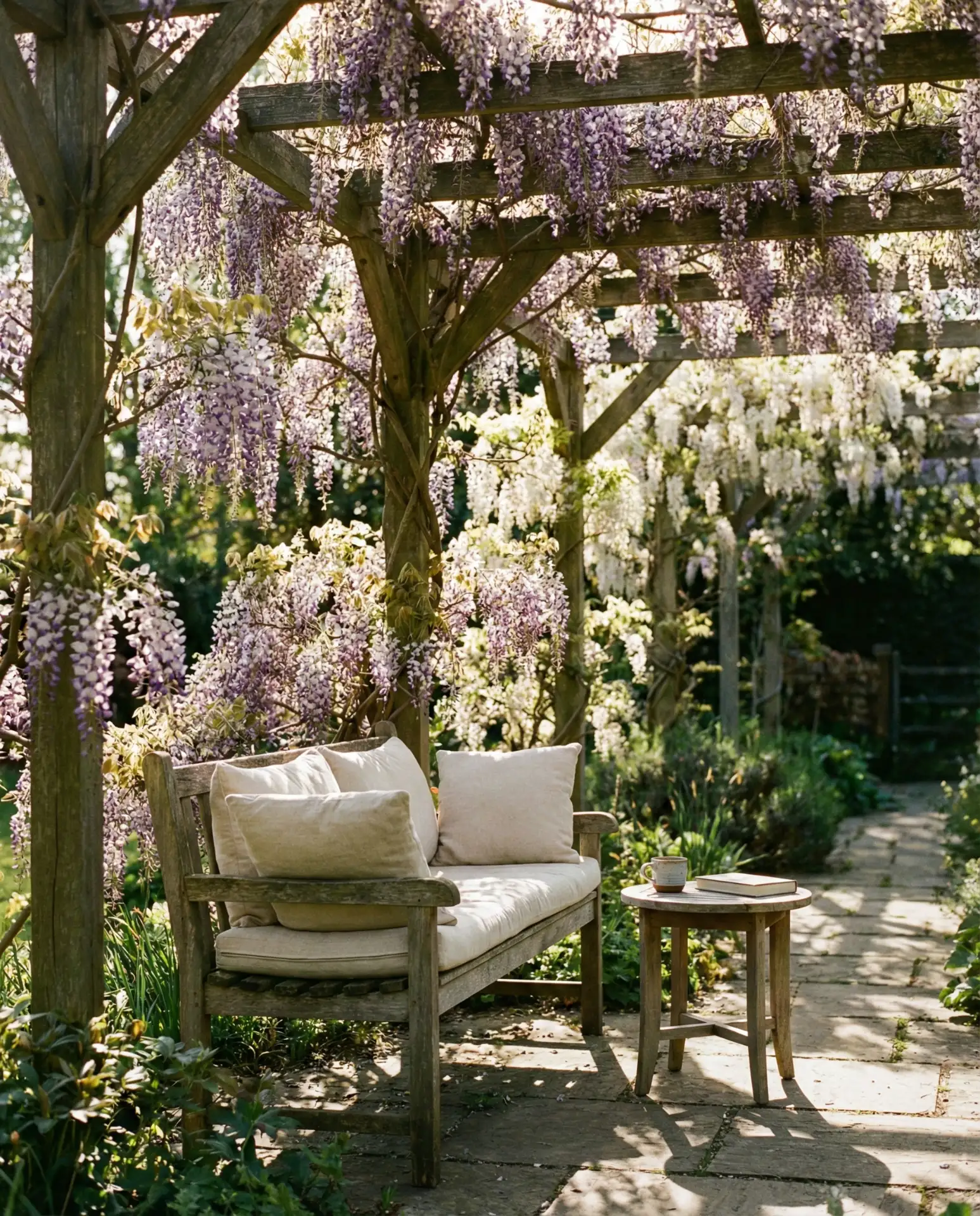 Cozy Reading Nook with Pergola and Climbing Vines 1