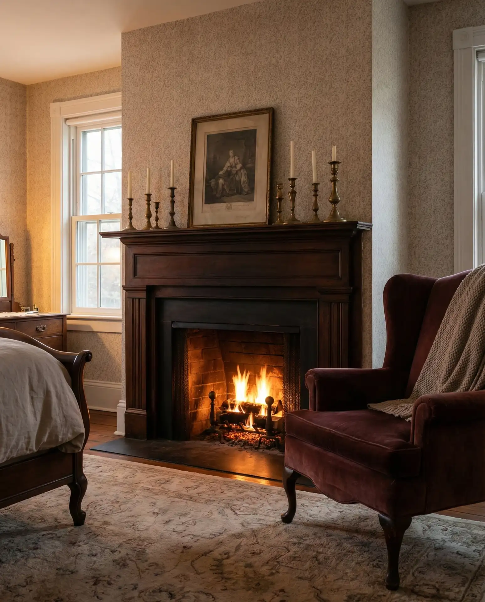 Cozy Vintage Bedroom with Fireplace 2