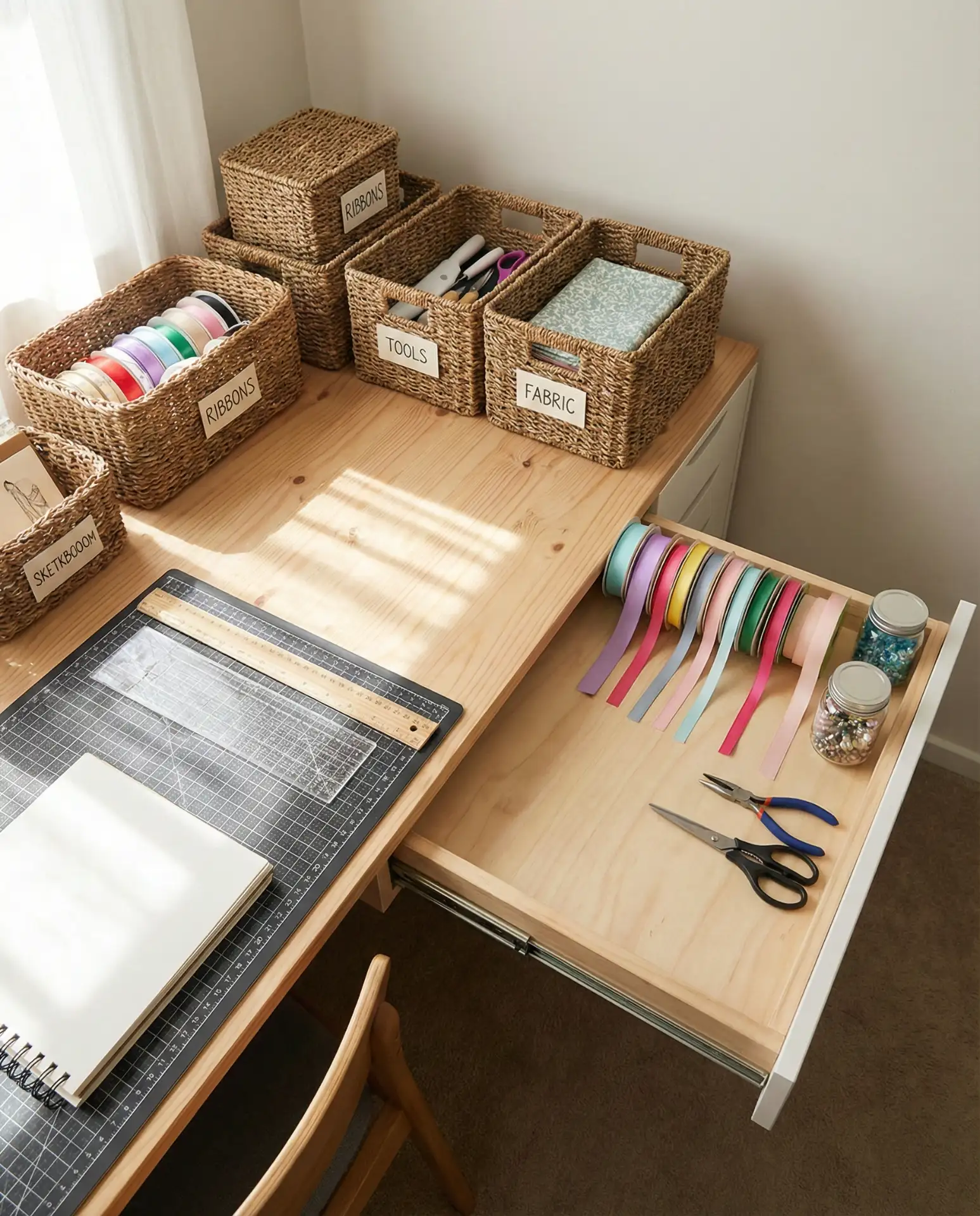 Craft Table with Built-In Storage 2