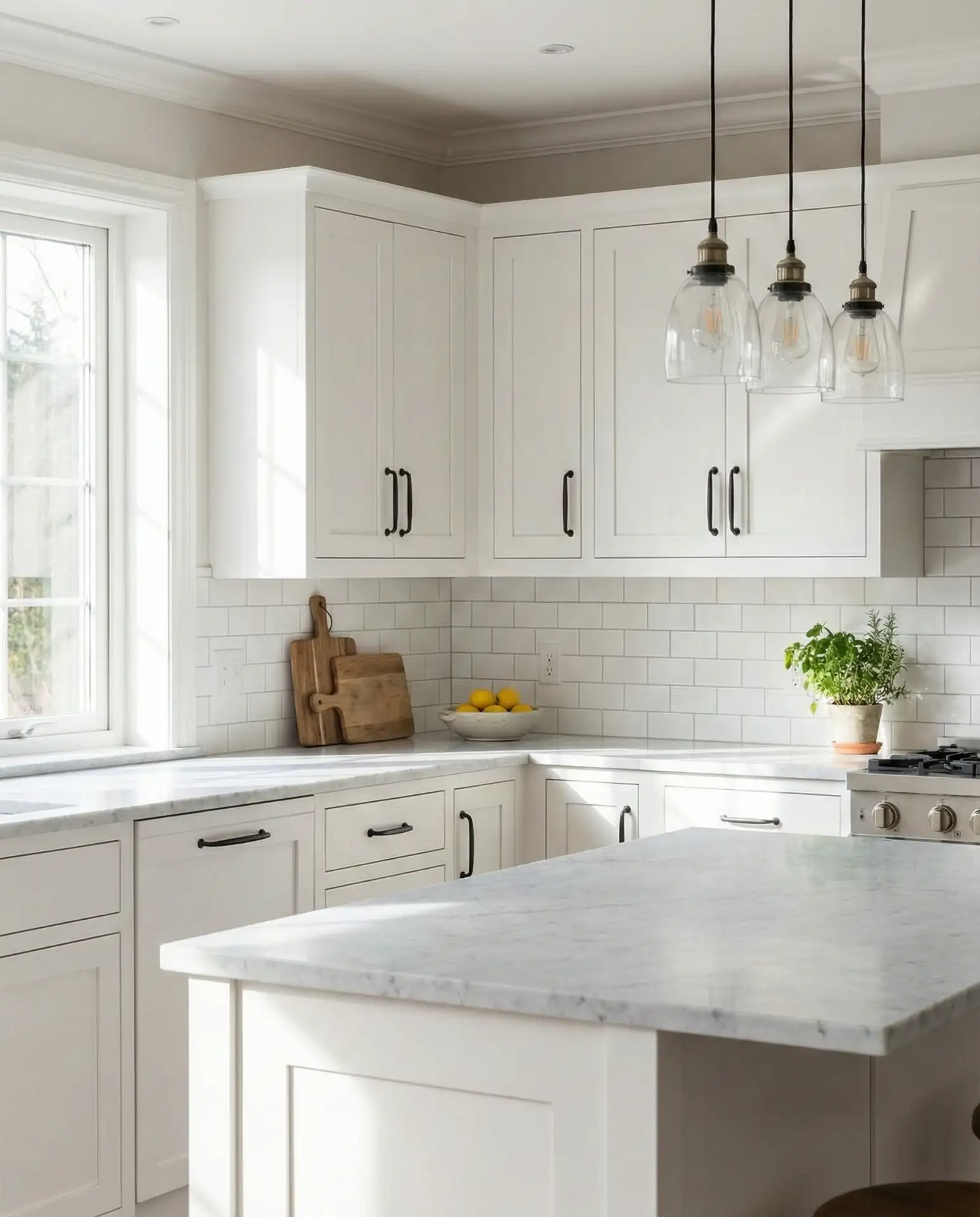 Crisp White Cabinets with Black Hardware 1