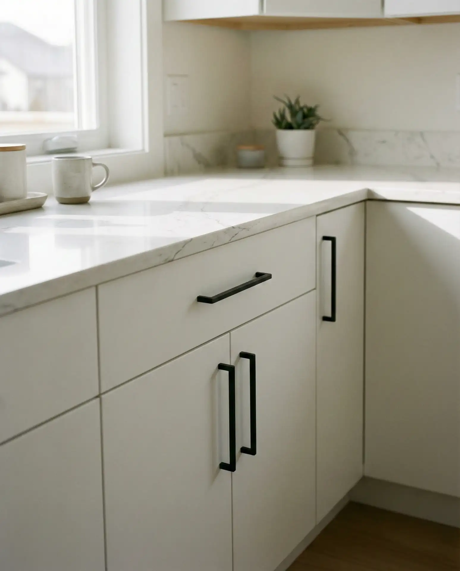 Crisp White Cabinets with Black Hardware 2