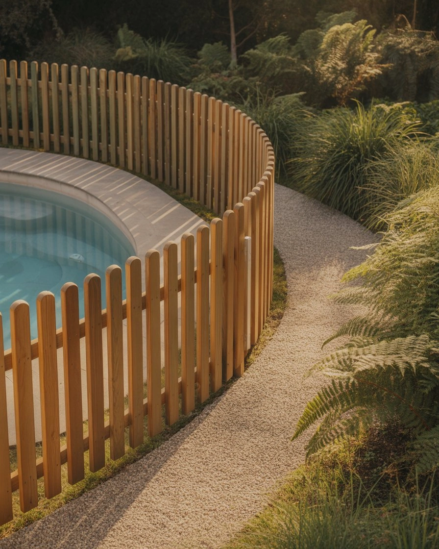 Curved Timber Batten Screen with Natural Finish 1