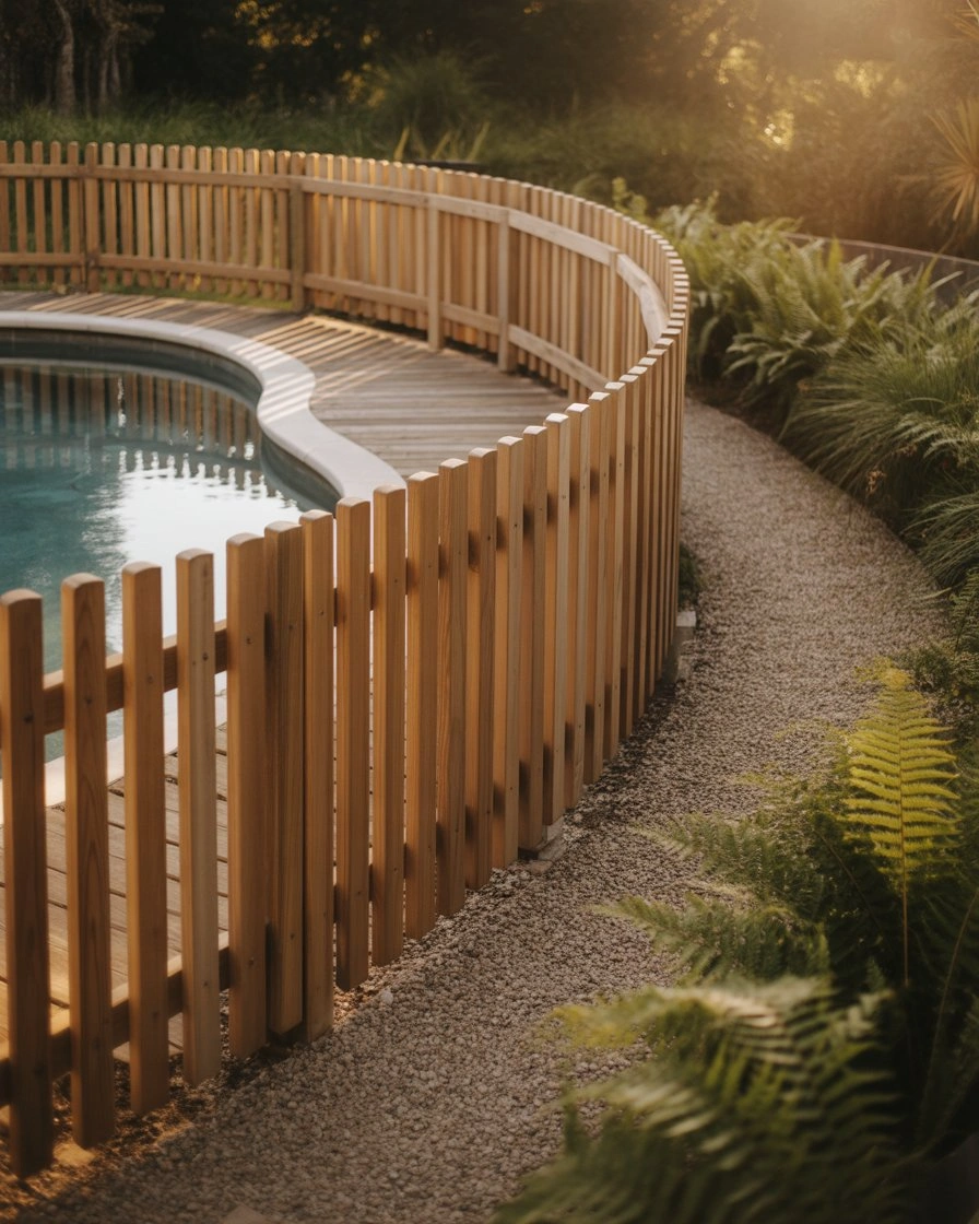 Curved Timber Batten Screen with Natural Finish 2