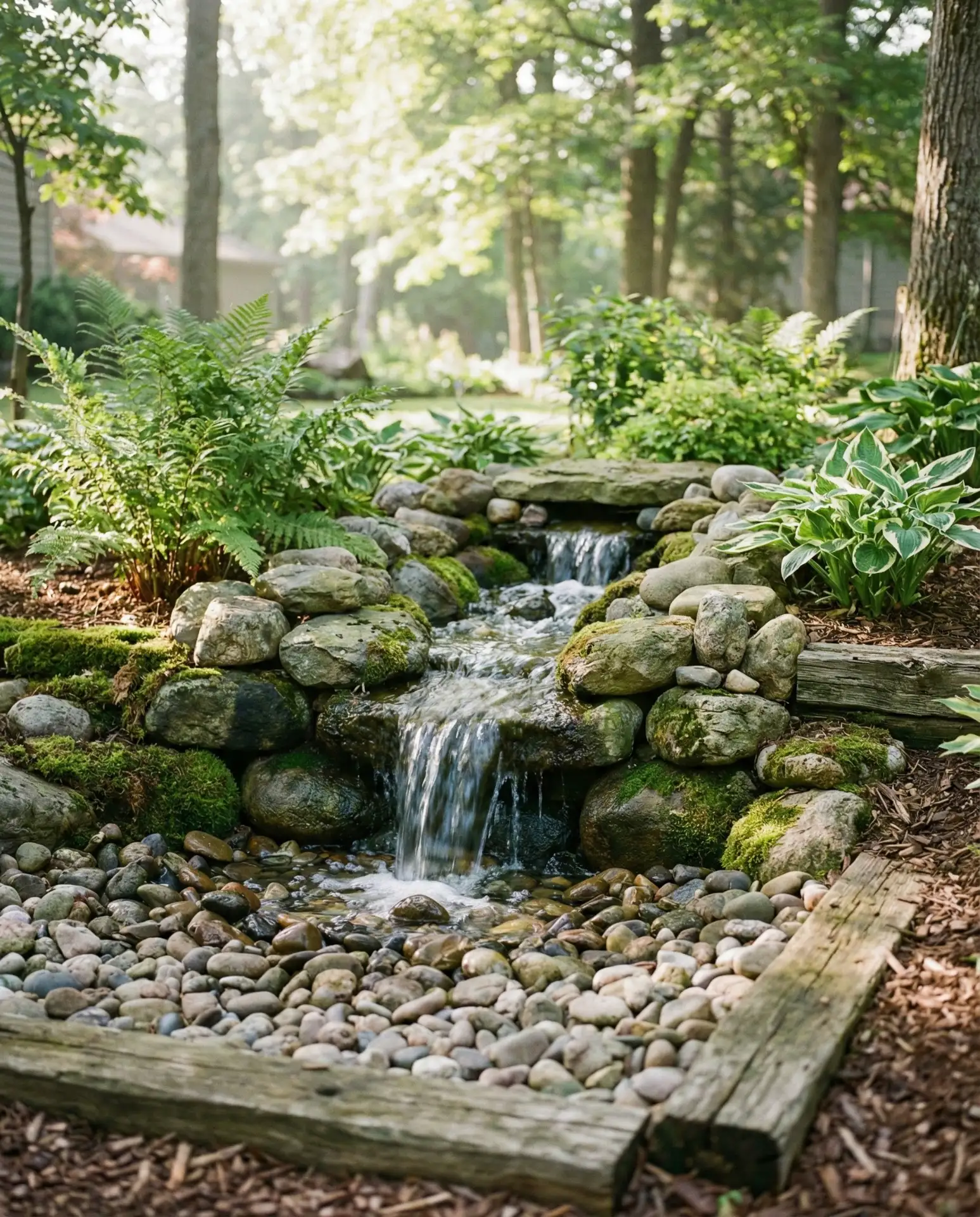 DIY Rock and Pebble Mini Waterfall Garden 1