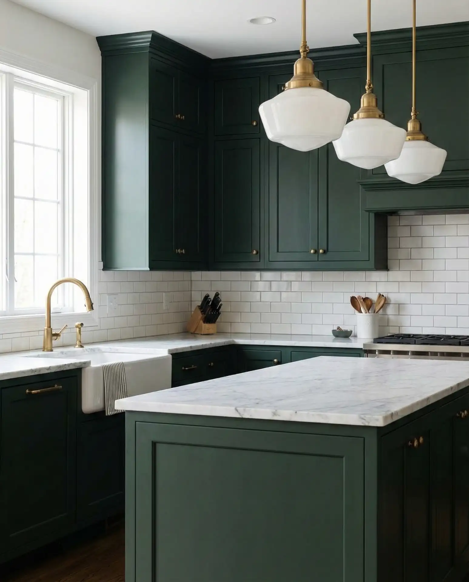 Dark Green with Brass and White Marble 1