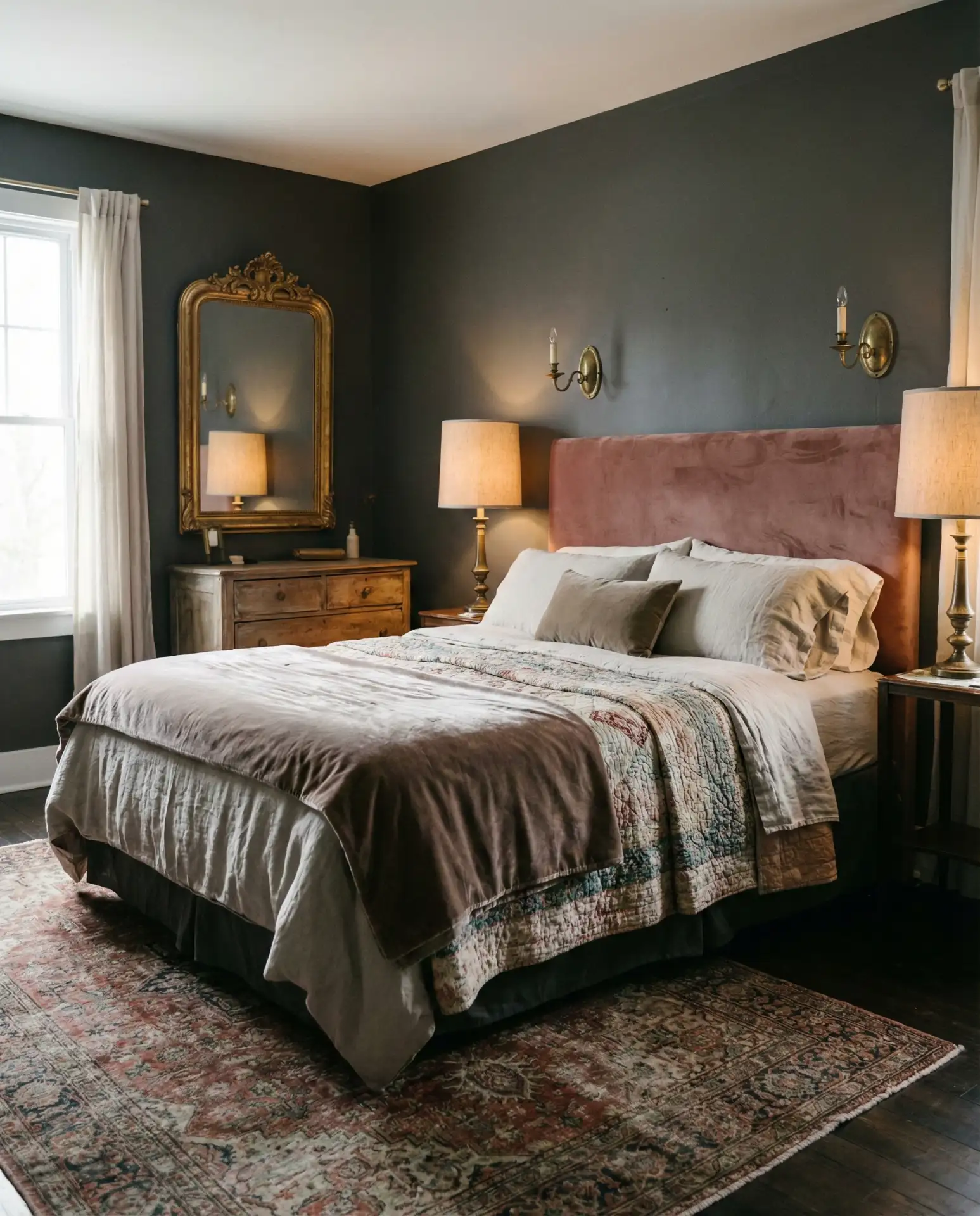 Dark Moody Walls with Brass Accents 1