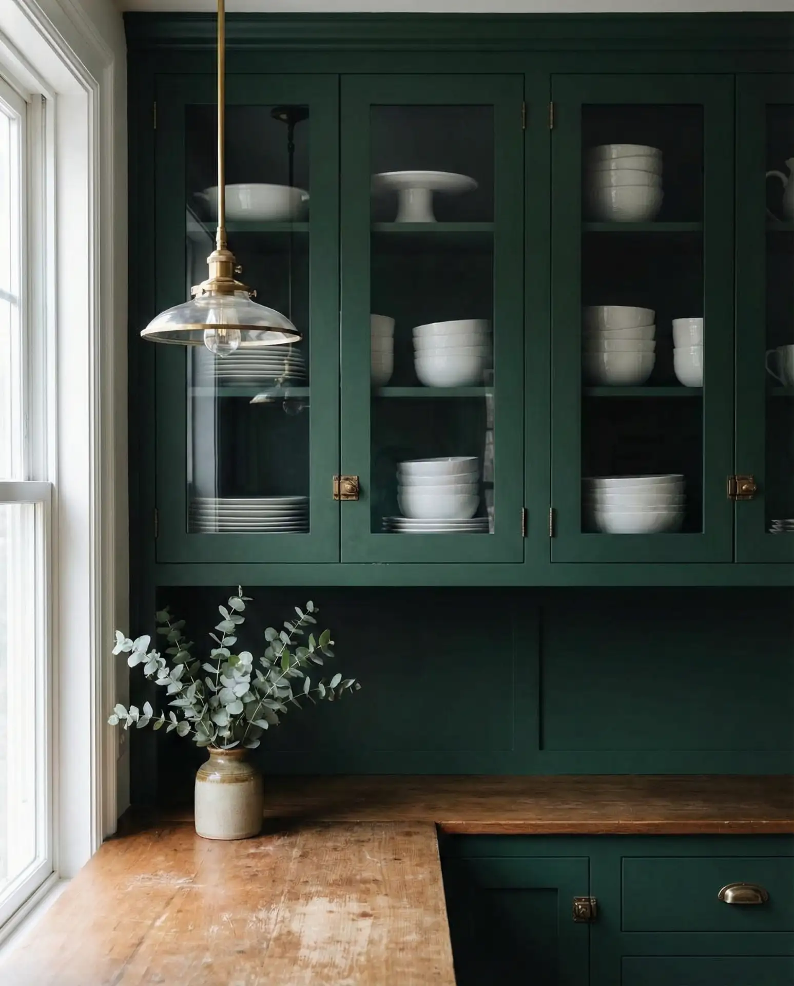 Deep Forest Green Full Cabinets with Brass Details 2
