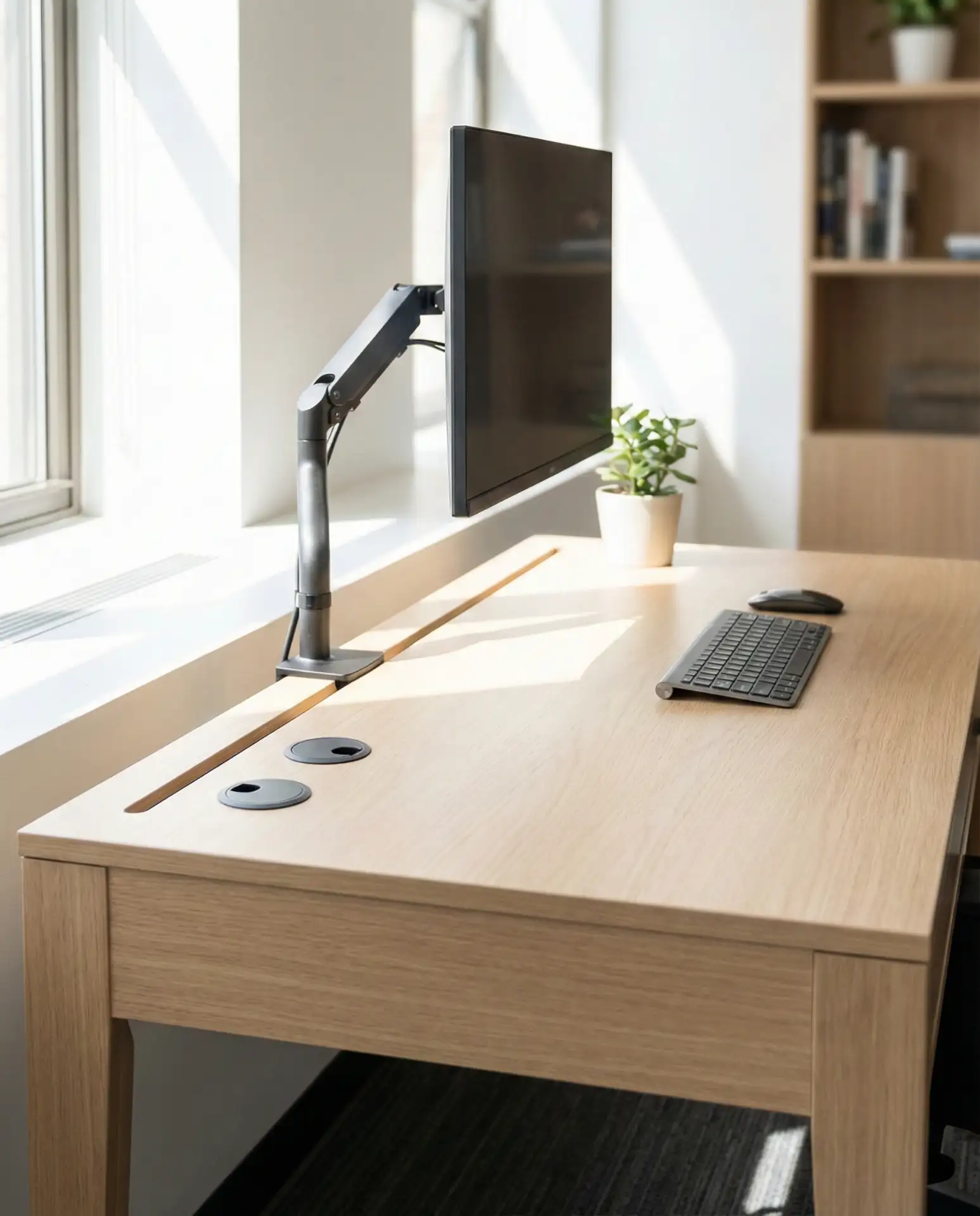 Desk with Integrated Planters 1