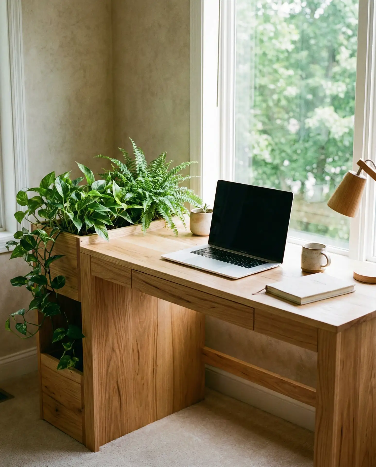 Desk with Integrated Planters 2
