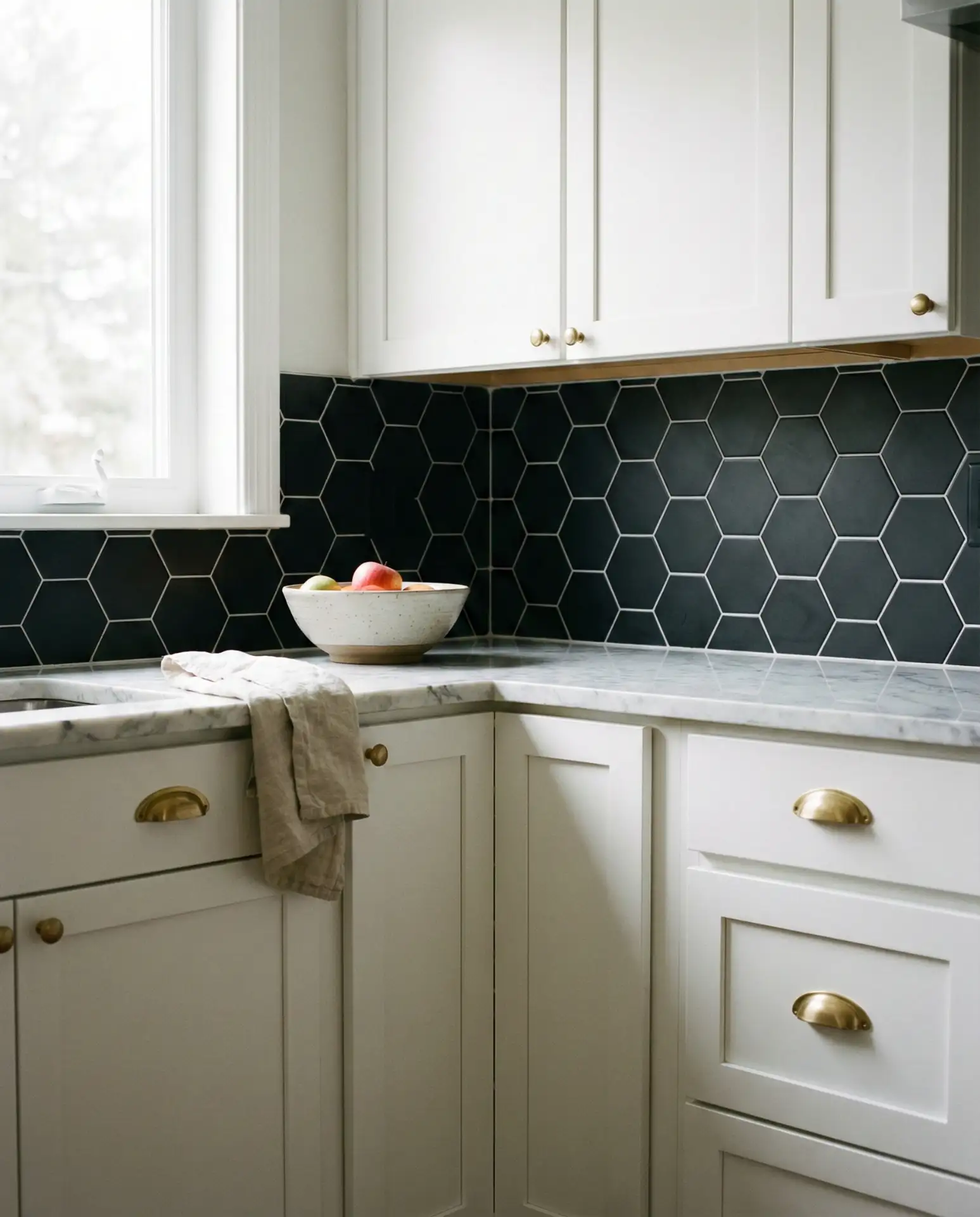 Dramatic Black Tile with White Grout 1