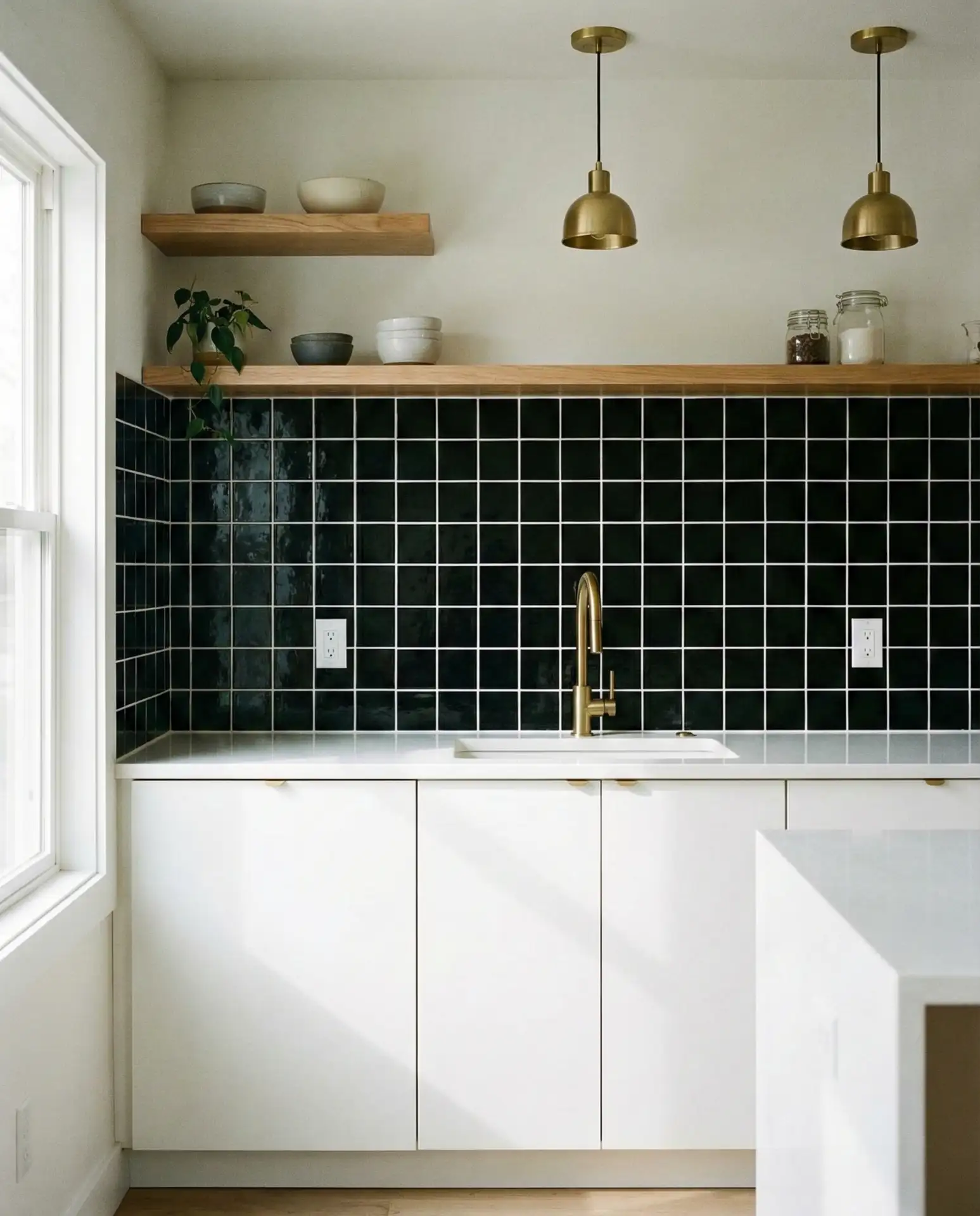 Dramatic Black Tile with White Grout 2