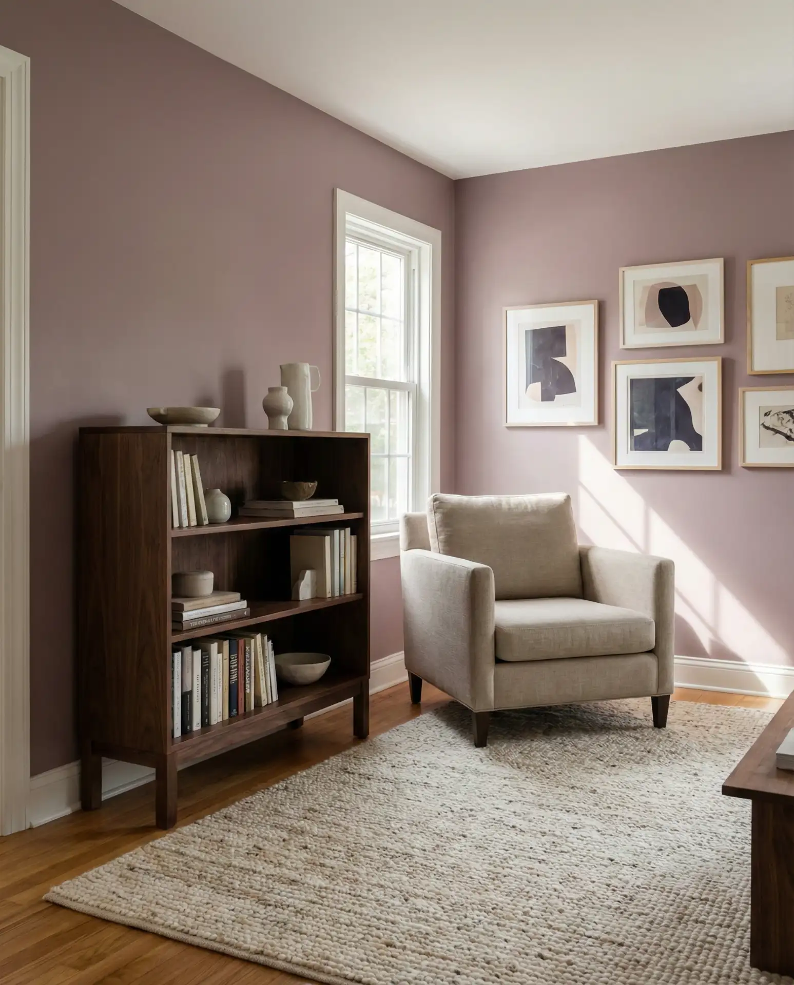Dusty Mauve with Walnut Furniture 1