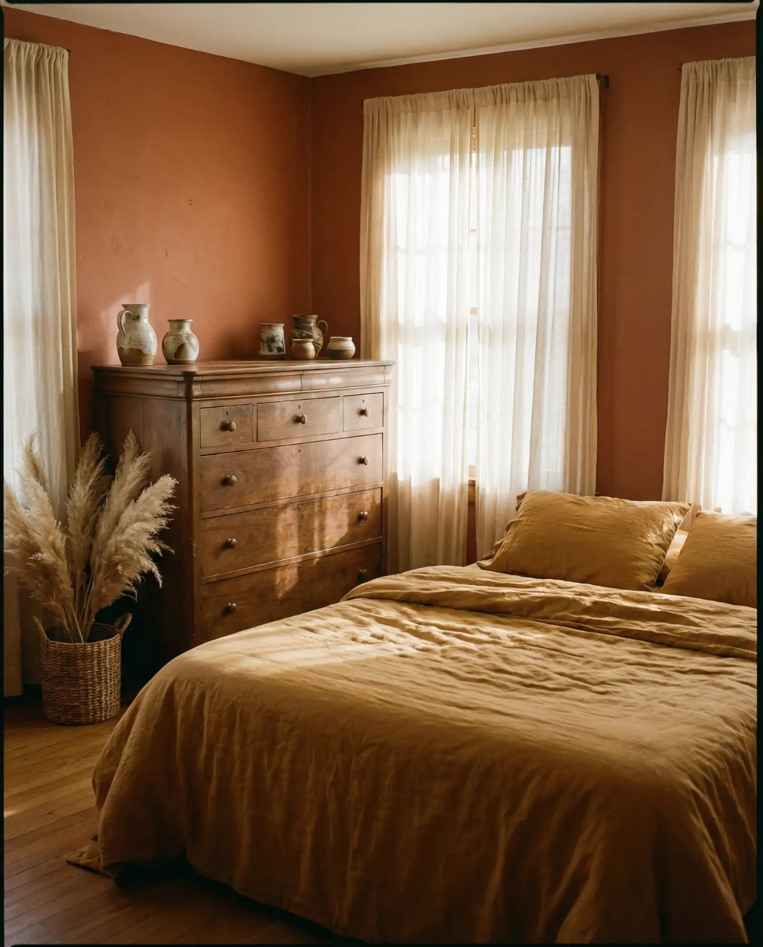 Earthy Tones with Vintage Wood Furniture 1